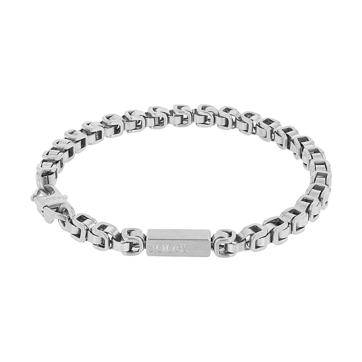 JOOP! Armband Herren aus poliertem Edelstahl, Karabinerverschluss, 21 cm, silber