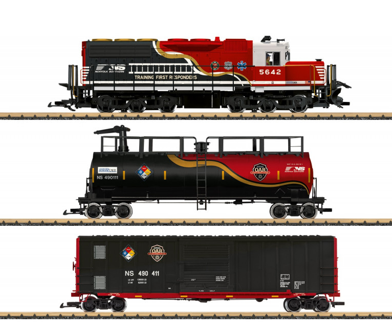 LGB_L29911_Feuerlöschzug_Hilfs-_und_Trainingszug_USA_NS, Eisenbahn, Lokomotive, Zug, Fahrzeug, Rad
