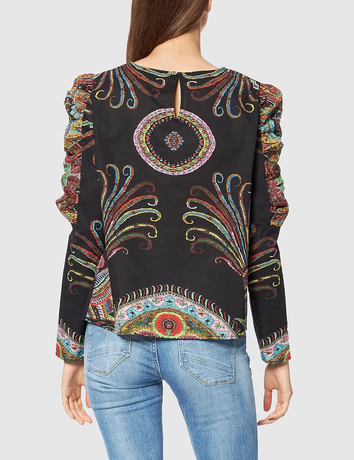 Desigual Damen Bluse „Ravvel“ by M. Christian Lacroix - Schwarz mit Muster 21WWBW242000 GR. M