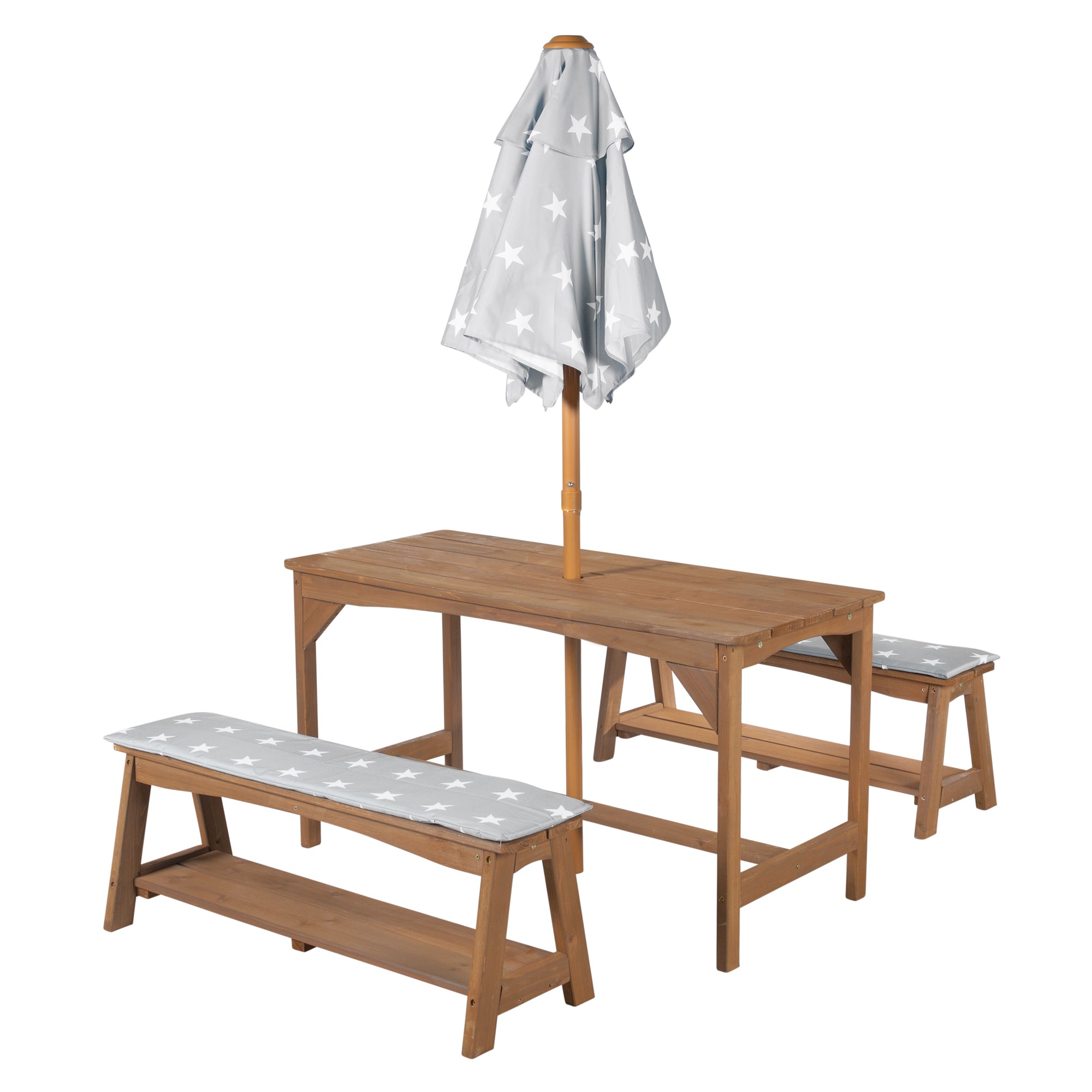 Roba 456030TEV190 Kindersitzgruppe mit auflage, Schirm teakholz farben – Outdoor + - Produktbild 2