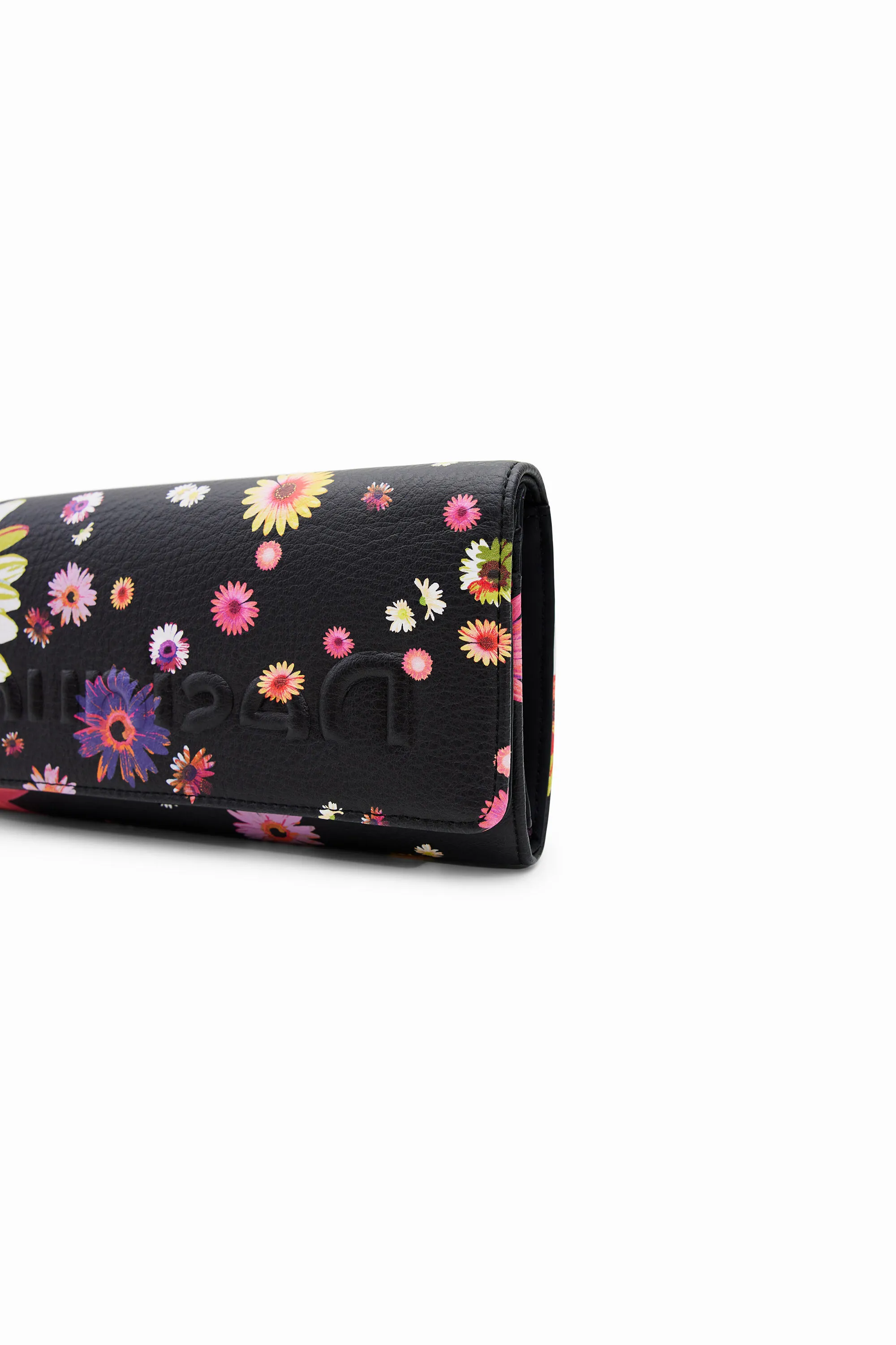 Desigual Damen Geldbörse „Margeriten“ - Schwarz mit Blumenmuster 22WAYP20