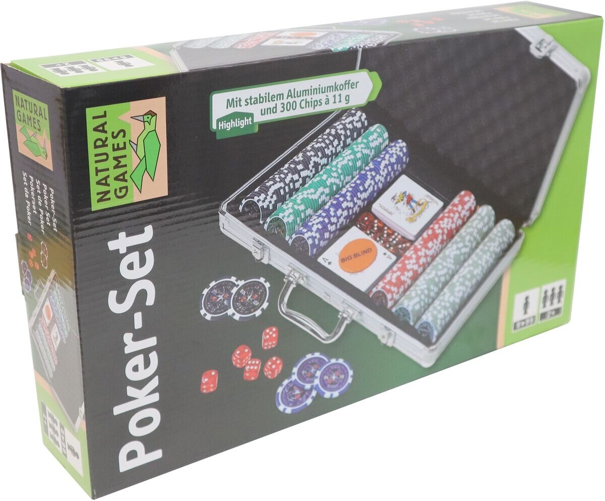 Natural Games Poker-Set im Aluminiumkoffer, 300 Chips Kiste