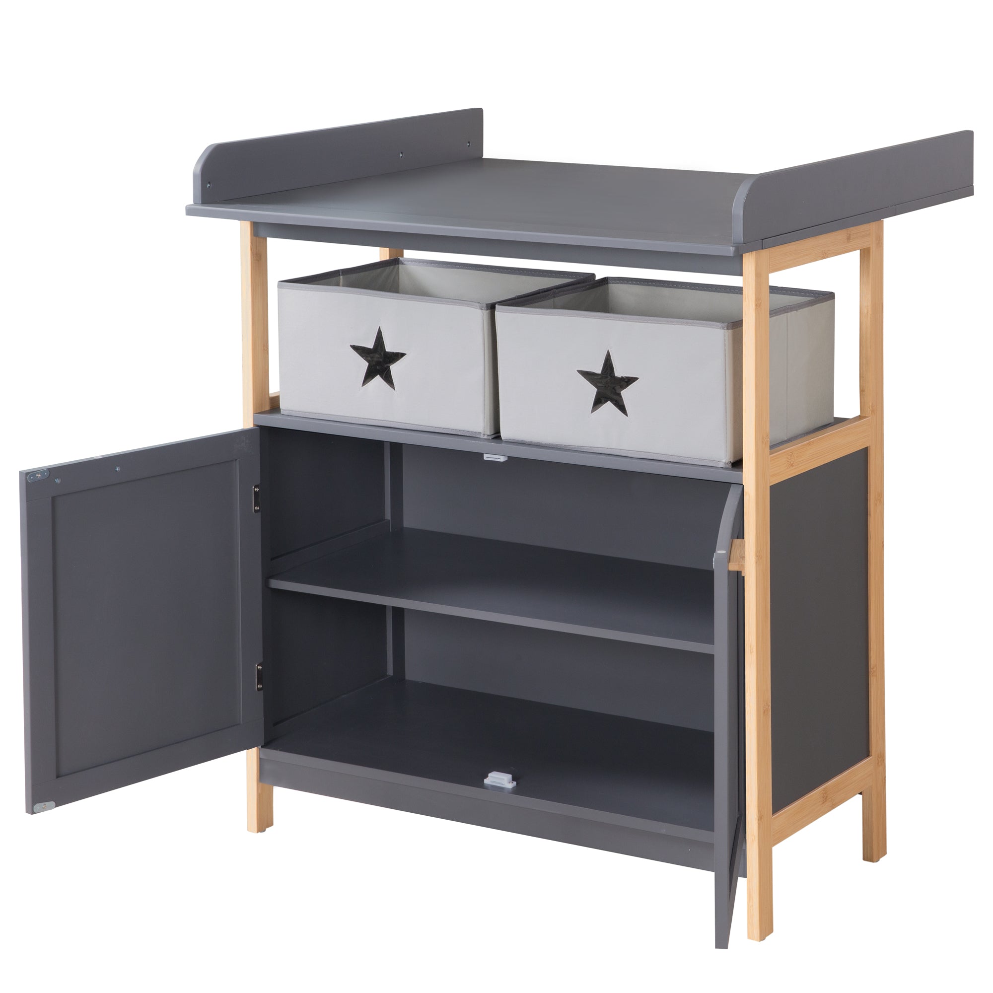 Roba 1711030AB Wickelkommode, Wickelansatz Berlin anthrazit-Bambus – Wickelkommode schmal - Produktbild 3