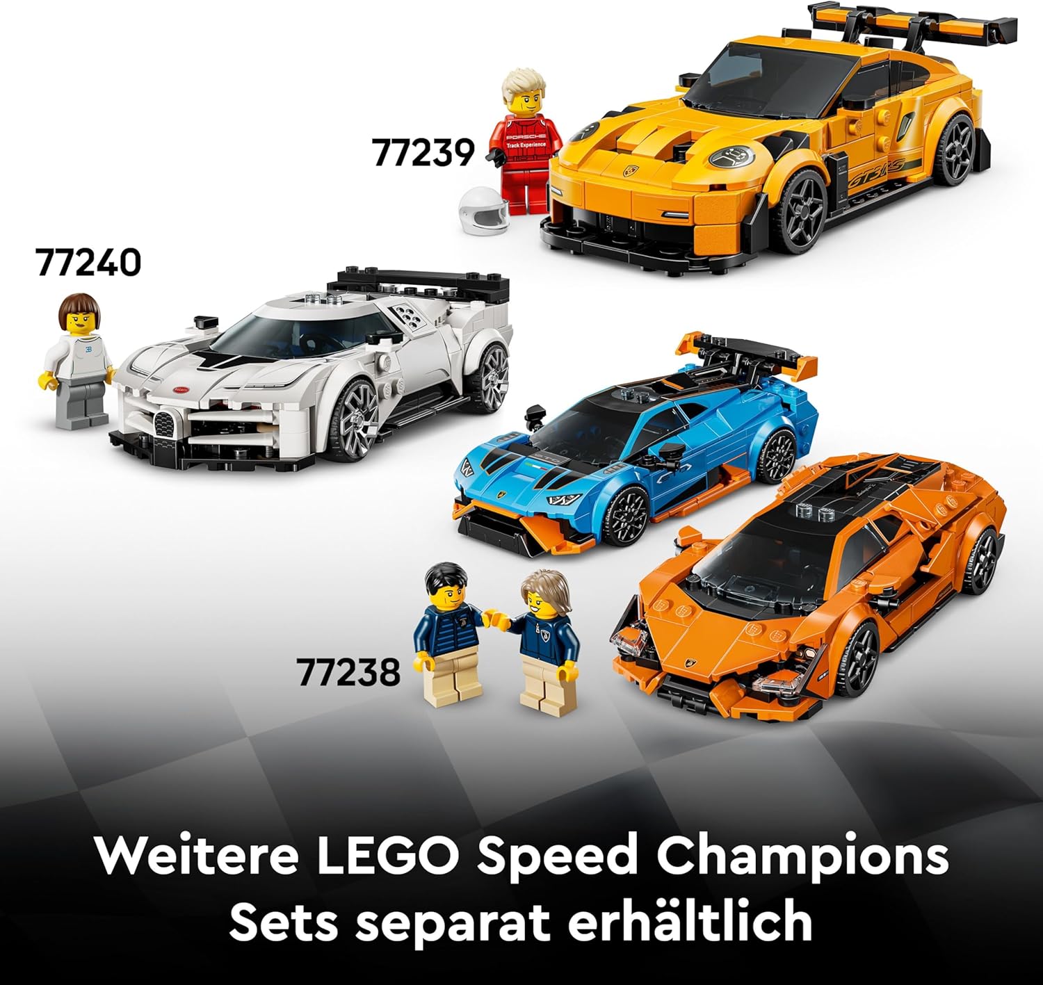 LEGO Speed Champions 77237 Dodge Challenger SRT Hellcat gelbes Muscle-Car mit Rennfahrer-Minifigur