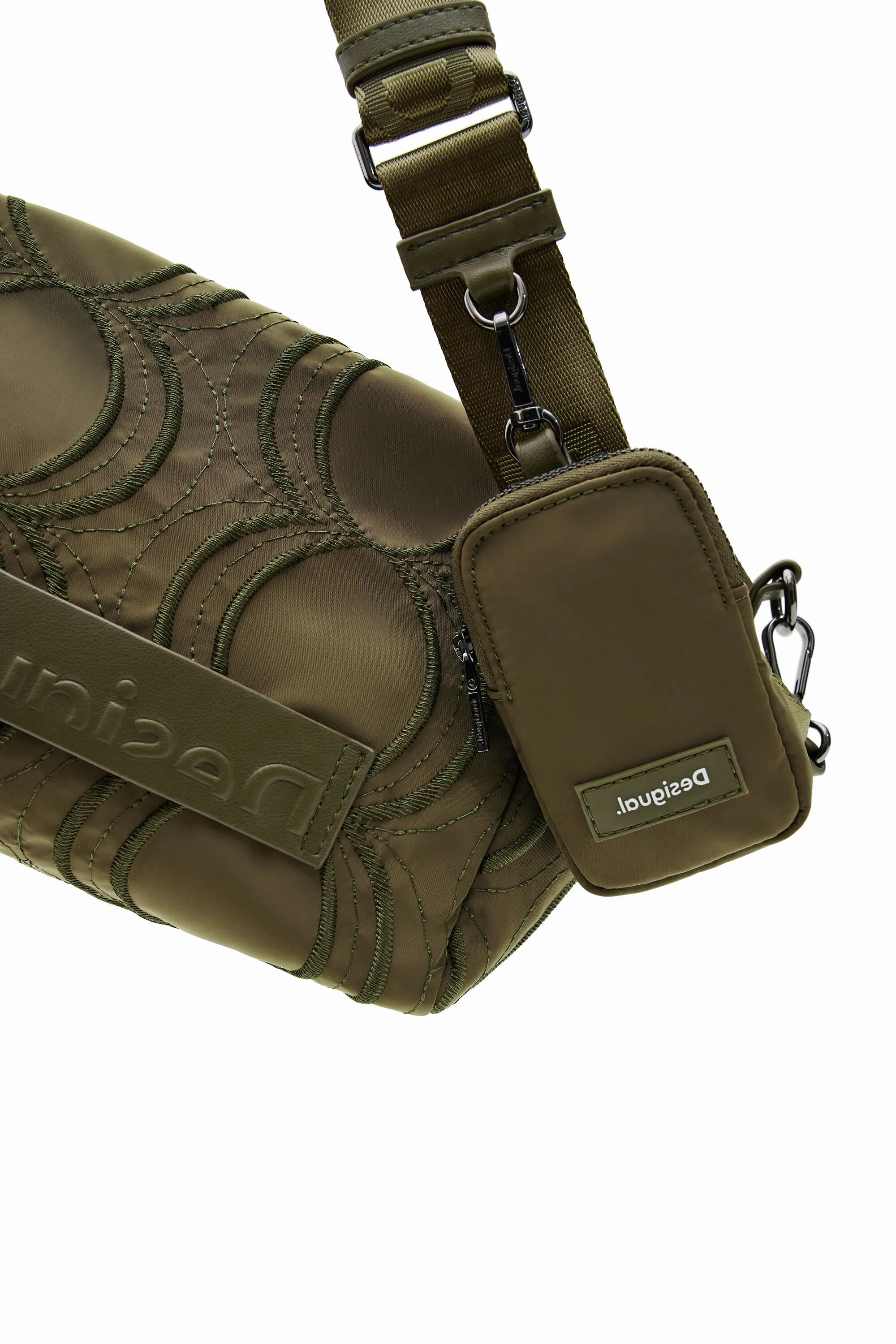 Desigual Damen Umhängetasche - Olivgrün mit Kreismuster 22WAXA75/4092