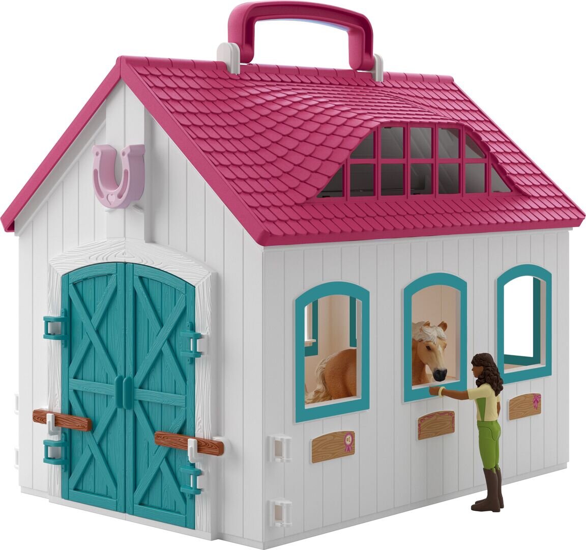 schleich Horse Club 42703 Offenstall Kleines Hufeisen Hundehütte, Erwachsener, Weiblich, Person, Frau