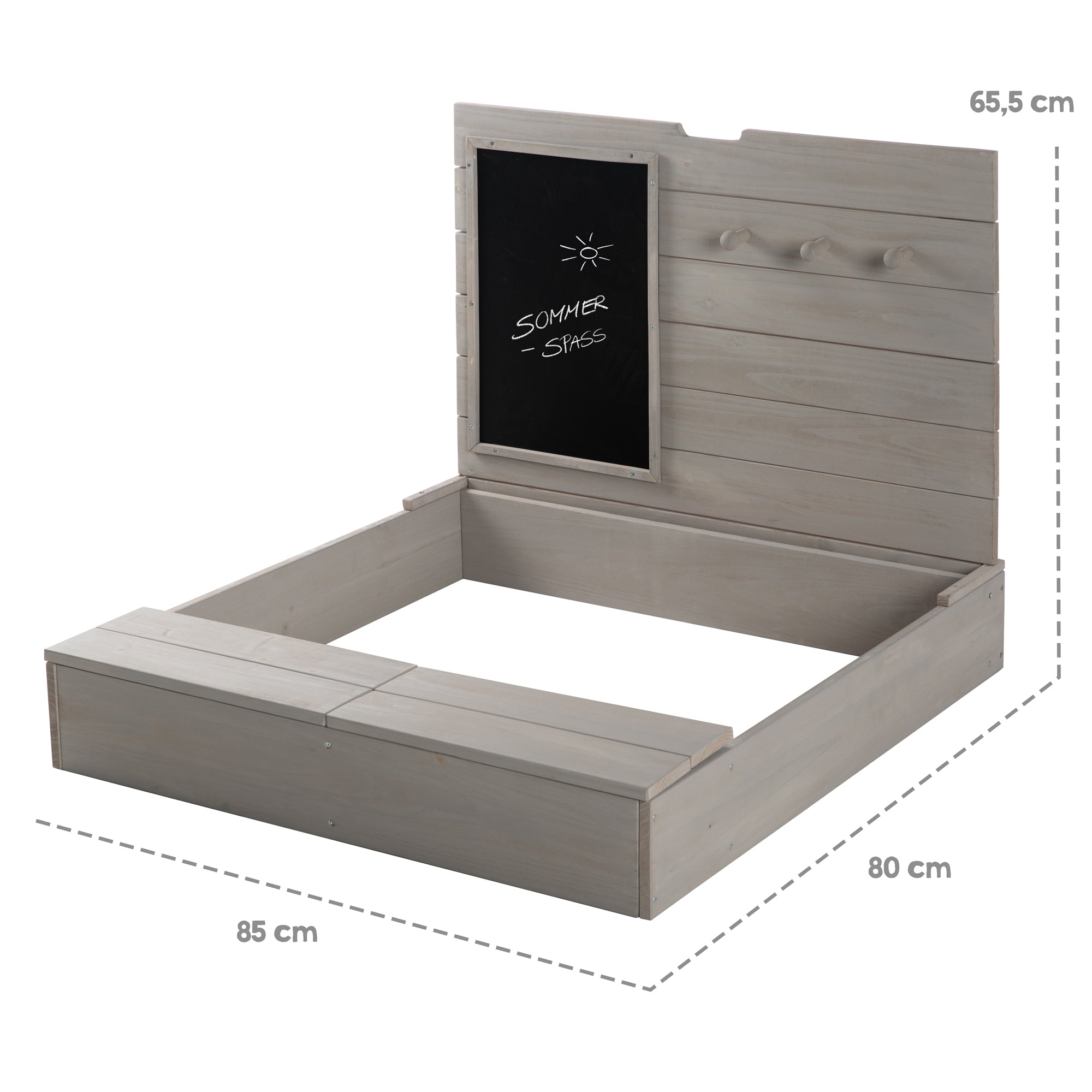 Roba 456011GA Sandkasten mit Deckel, Tafel & Haken grau – Outdoor + - Produktbild 7