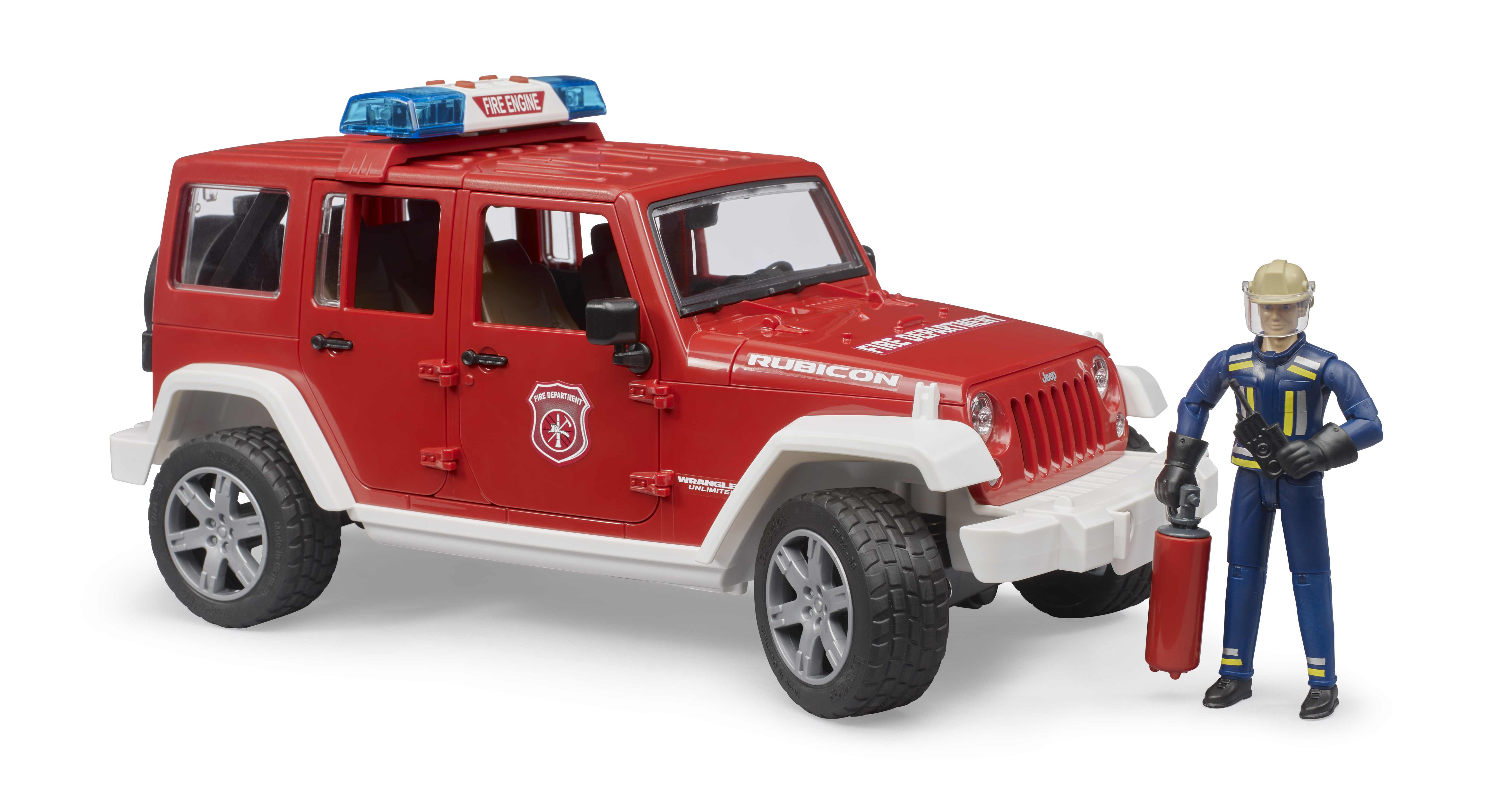 BRUDER 02528 - Jeep Wrangler Unlimited Rubicon Feuerwehrfahrzeug mit Feuerwehrmann