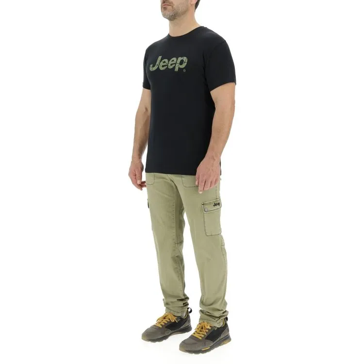 JEEP Herren T-Shirt O103354BK - Schwarz mit großem Logo-Print GR. XXL