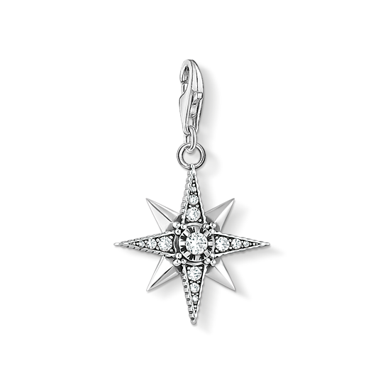 Thomas, Sabo, Anhänger, Charm-Club, Royalty, Stern, 925, Sterling, Silber, Geschwärzt, Zirkonia, Weiß, 1756-643-14, Zubehor, Ohrring, Schmuck, Diamant, Silber