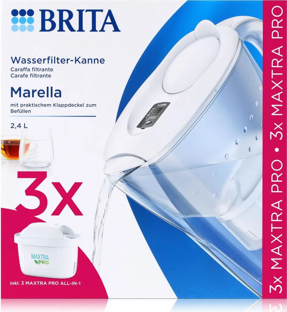 BRITA Marella - Wasserfilter-Kanne Weiß 2,4 l Starterset inkl. 3× MAXTRA PRO BRITA Marella - Wasserfilter-Kanne Weiß 2,4 l Starterset inkl. 3× MAXTRA PRO