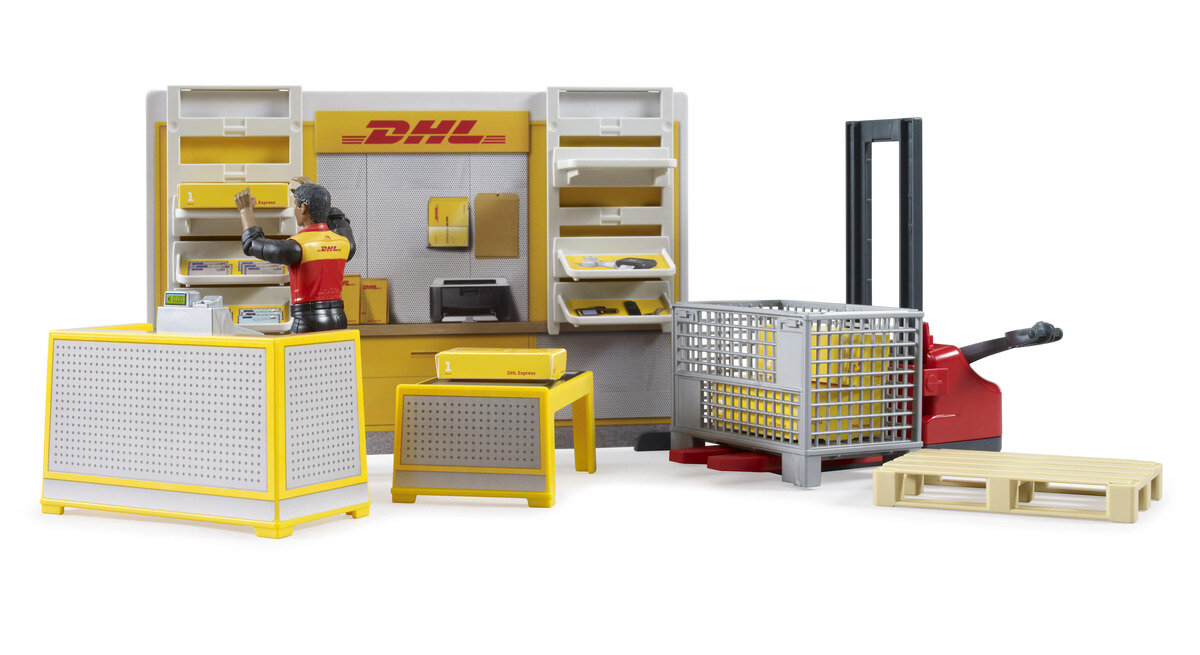 Bruder, 62251, bworld, DHL, Shop, mit, Handhubstapler, Person, Kiste