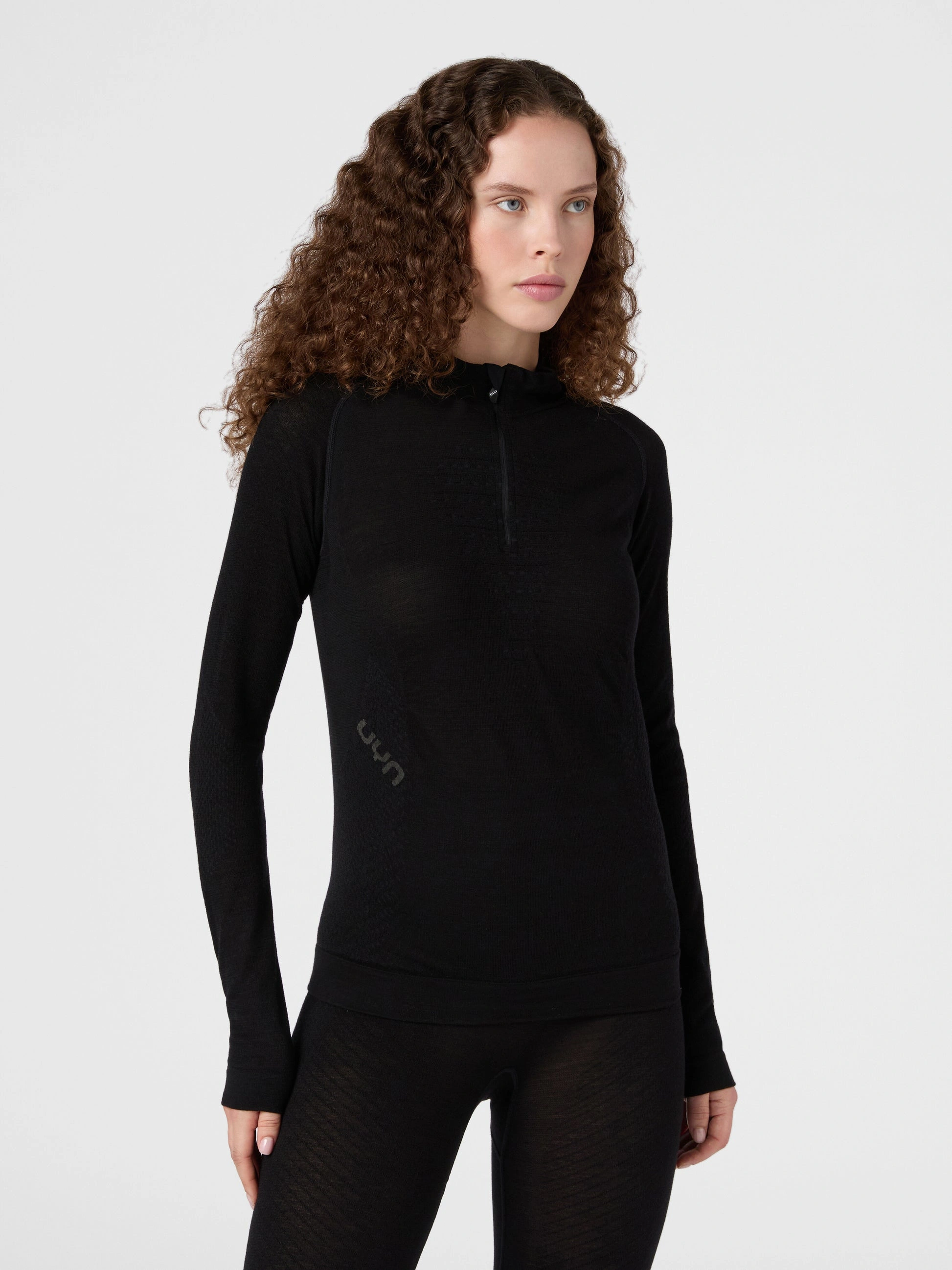 UYN Damen Fusyon Biotech UW Shirt Long_SL Zip Up U100519B000 - Schwarz GR. L/XL