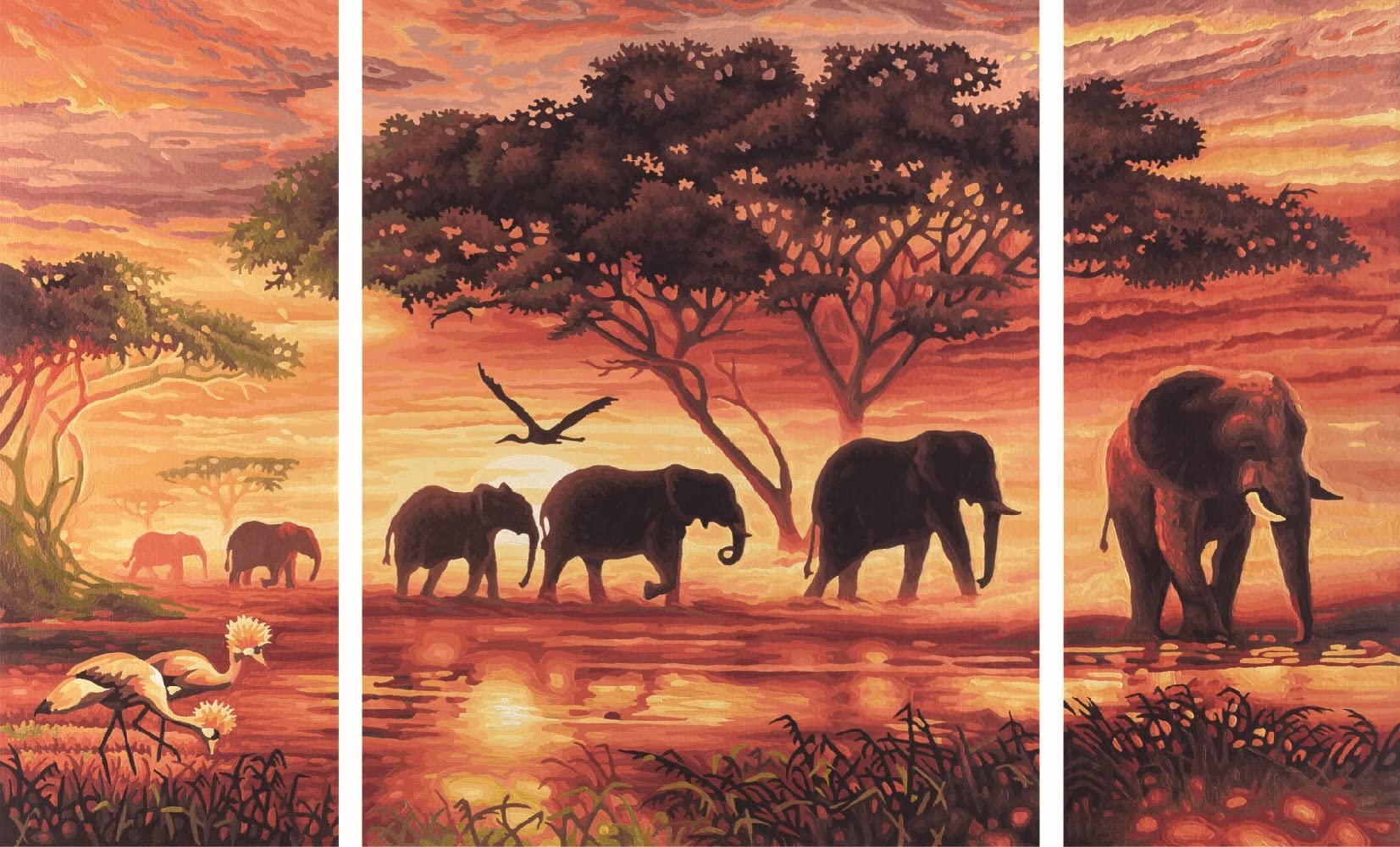 Grünland, Kunst, Elefant, Gemälde, Savanne