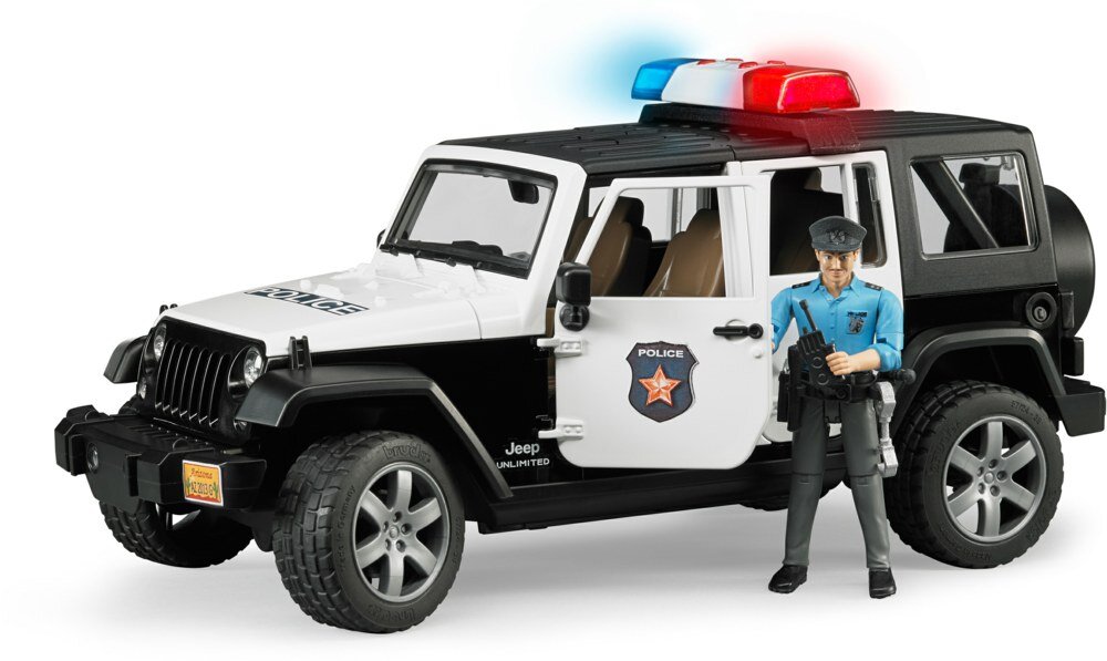 Bruder_02526_Jeep_Wrangler_Rubicon_Unlimited_Polizeifahrzeug_Mit_Polizist_Und_Ausstattung, Erwachsener, Männlich, Mann, Person, Auto