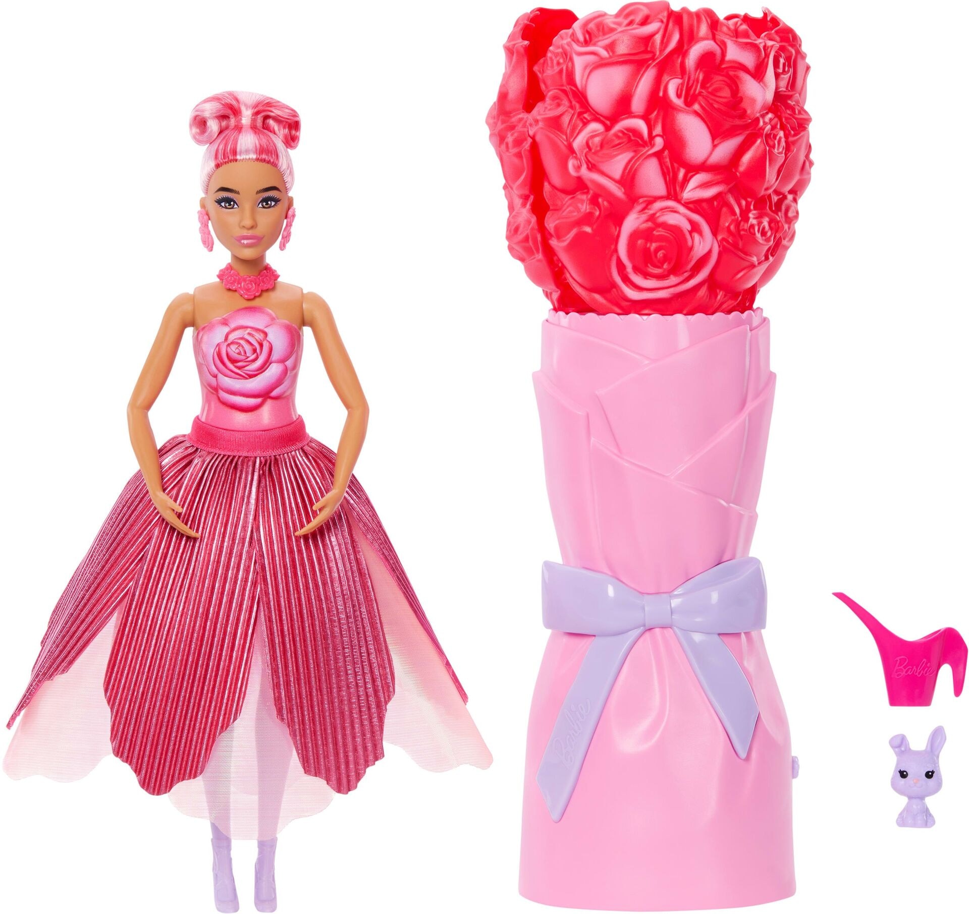 Puppe - Mattel - Barbie Flower Surprise Puppe - rote Rose - Modell MATTEL JMF59 Produktbild fuer Online-Shop