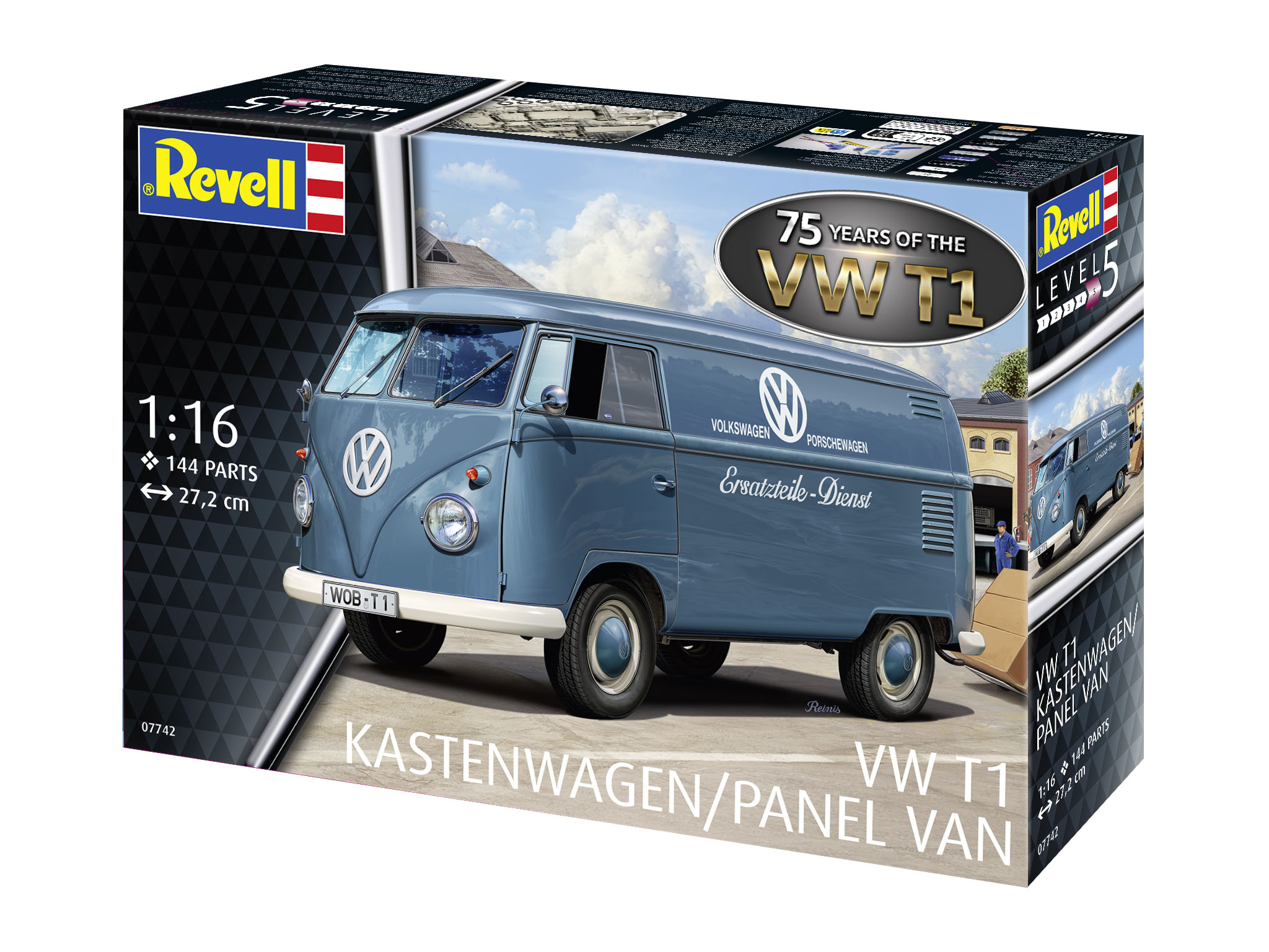 Revell 07742 VW T1 Panel Van. 75 Years Jubiläumsmodell Wohnwagen, Transport, Transporter, Fahrzeug, Auto