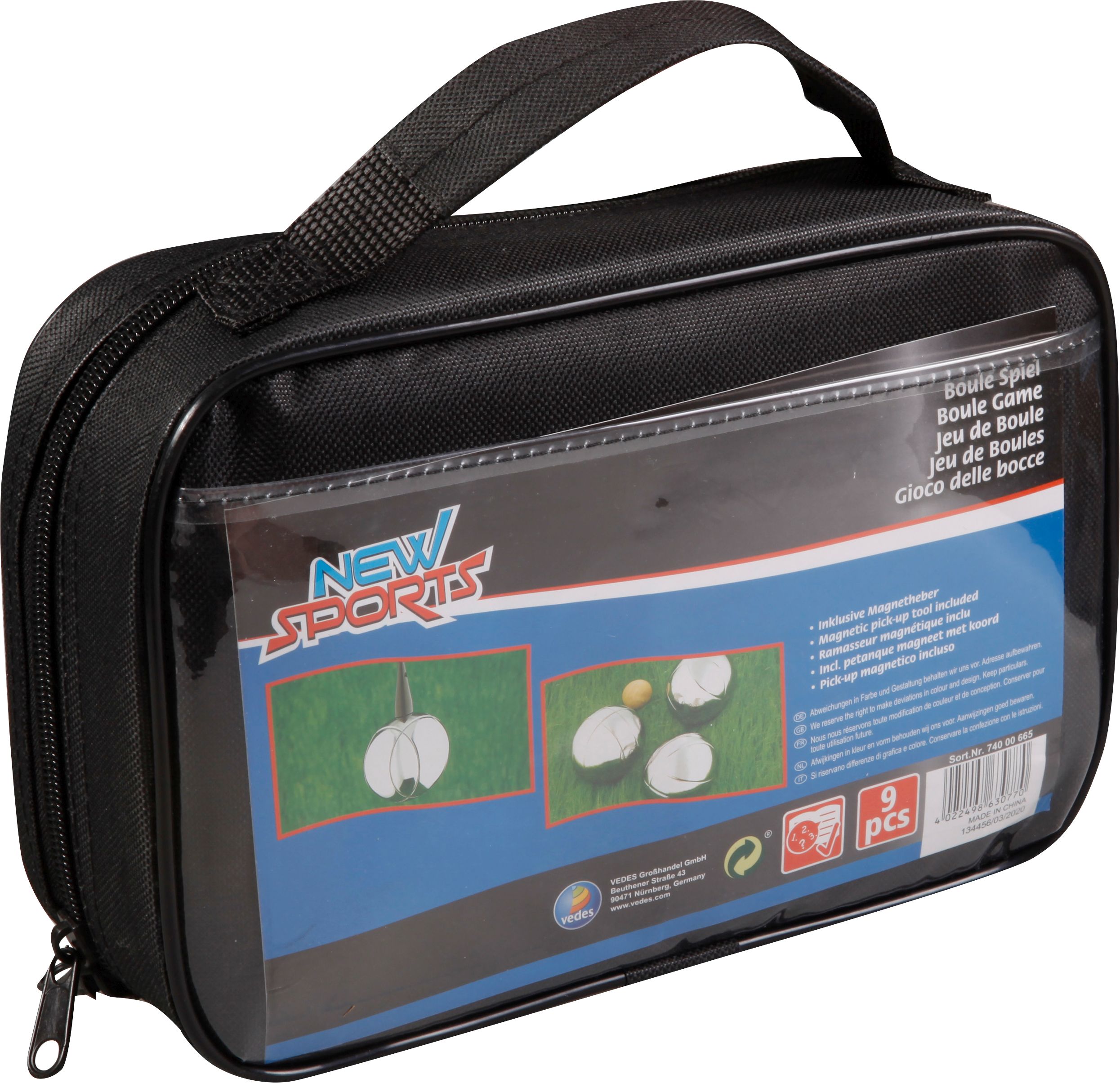NSP Boule-Spiel mit Magnetheber Tasche, Zubehör, Handtasche, Erste, Hilfe