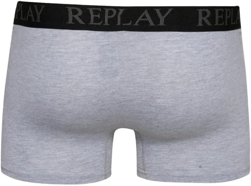 REPLAY Herren Boxershorts I101143BG – Schwarz/Grau, 2er Pack Cotton-Stretch GR. L