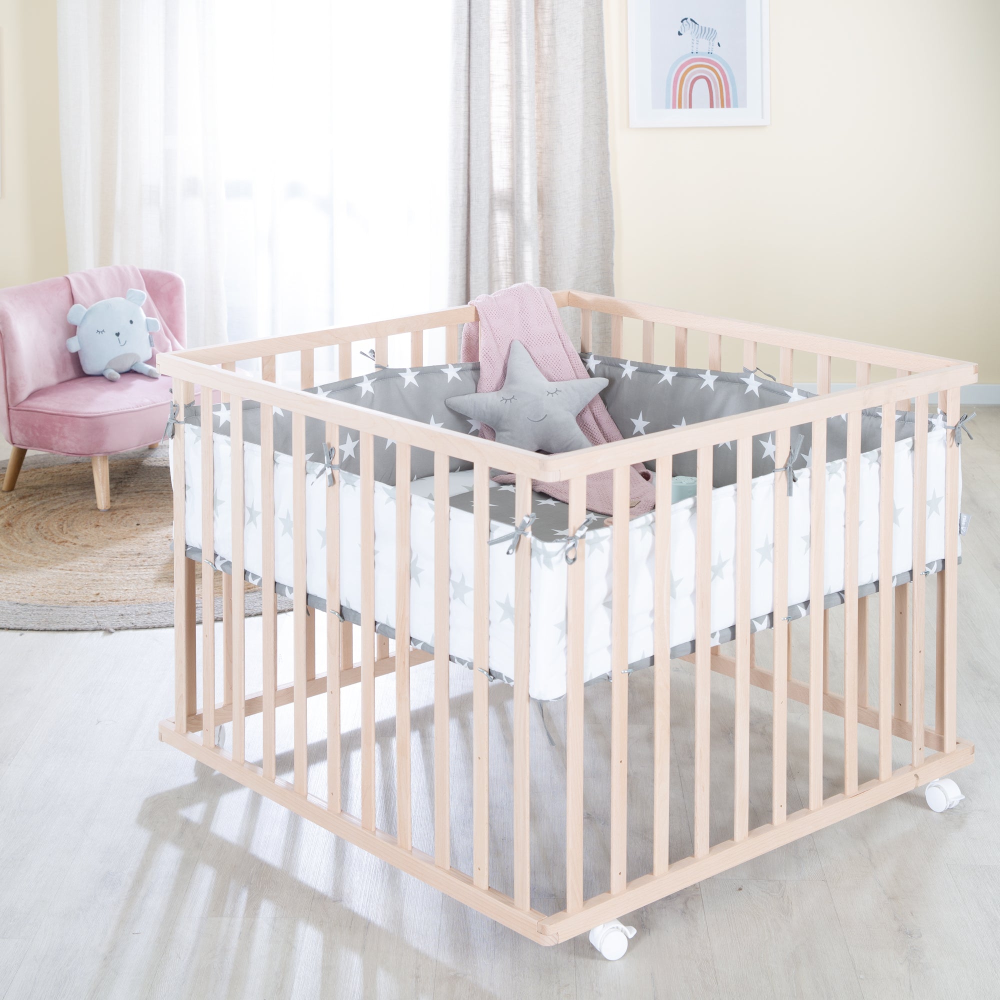 Roba 0246NAV190 Laufgitter 100x100 Little Stars Bio Buche natur - Produktbild 2