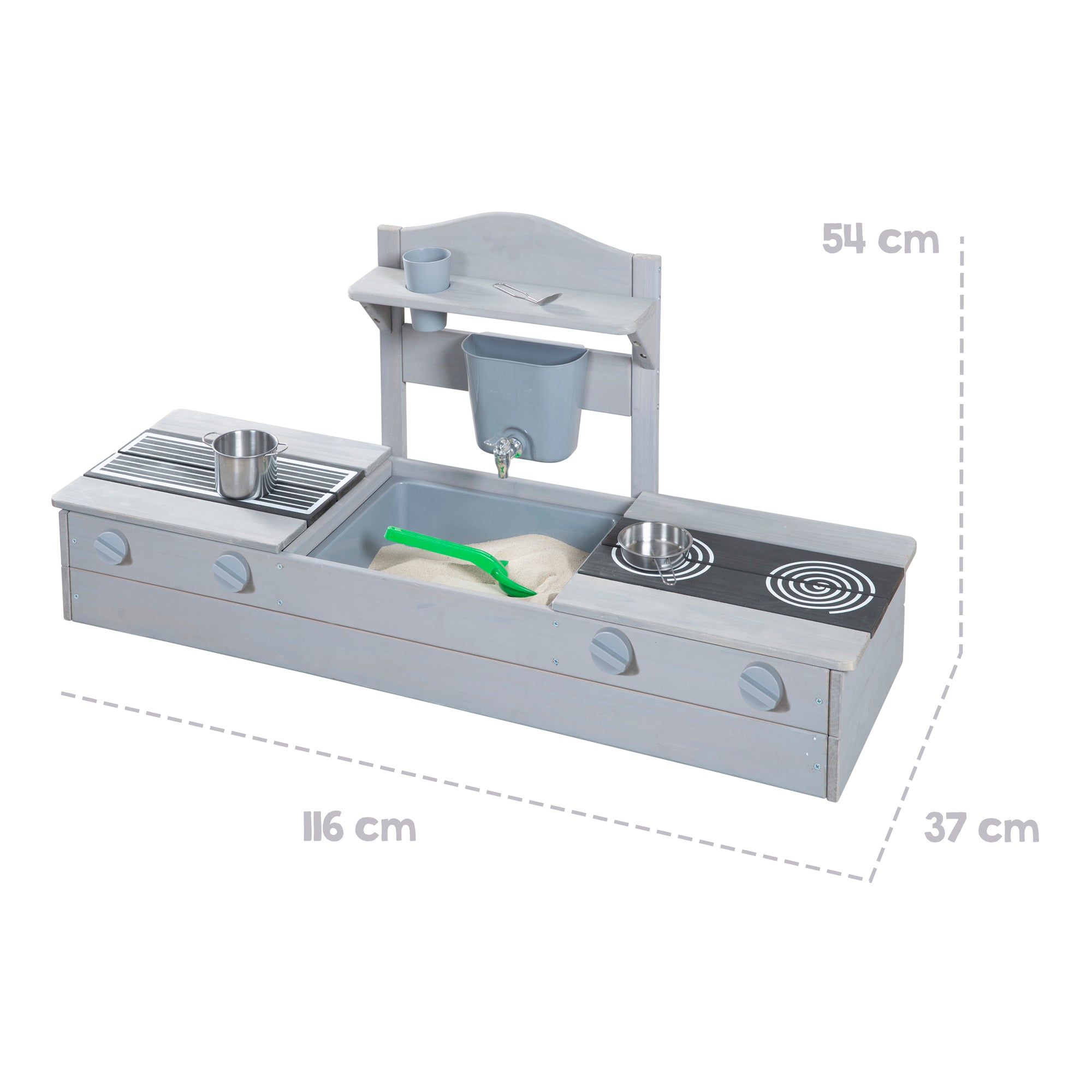 Roba 457014GA 2in1 Balkonsandkasten mit Matschküche grau – Outdoor FSC - Produktbild 10