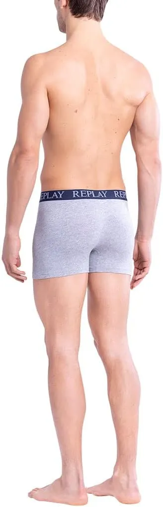 REPLAY Herren Boxershorts I101143IG – Indigo/Grau, 2er Pack Cotton-Stretch GR. L