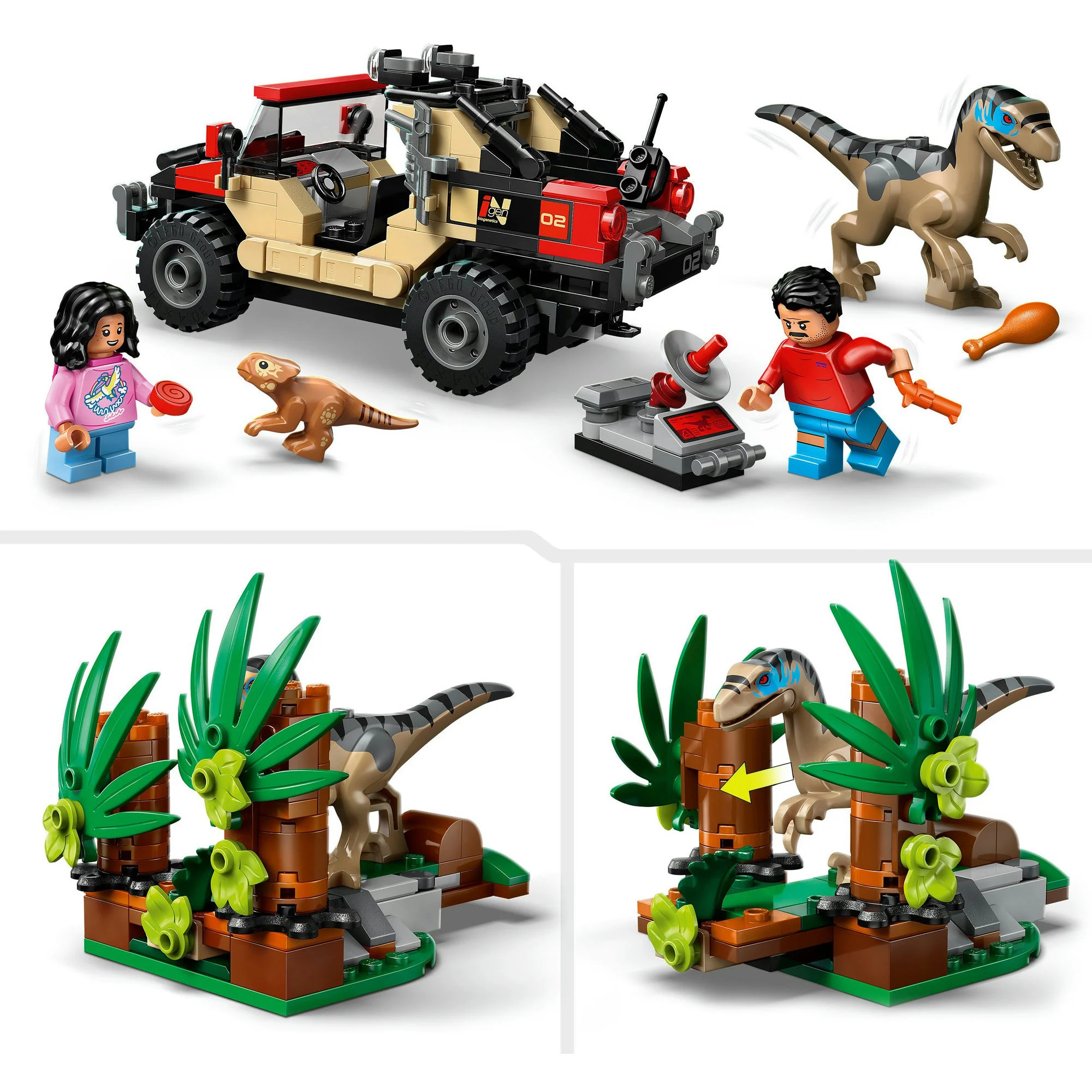 LEGO® Jurassic World™ Raptor: Verfolgungsjagd mit dem Geländewagen 76972