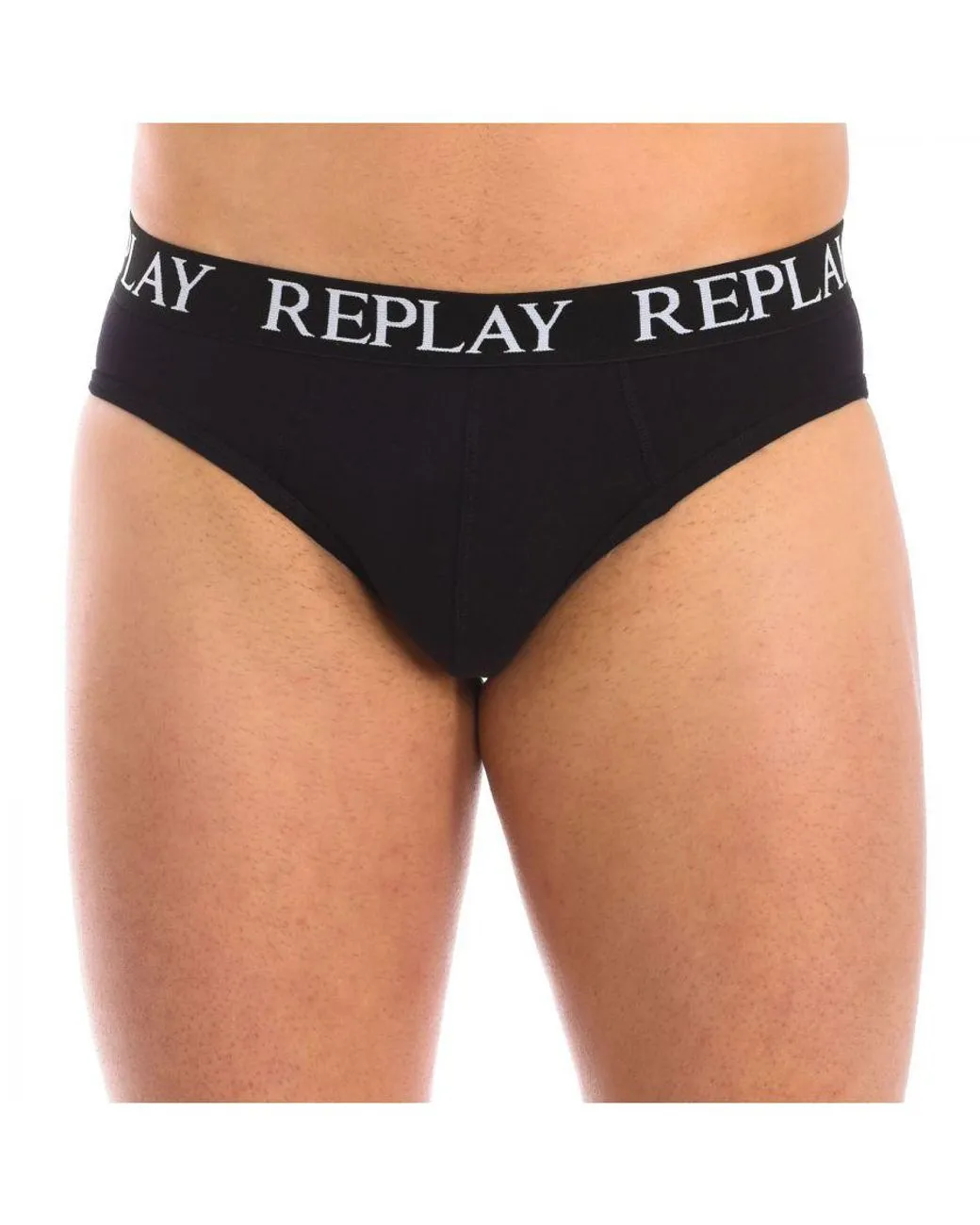 REPLAY Herren Slips I101182BK – Schwarz, 2er Pack Cotton-Stretch GR. L