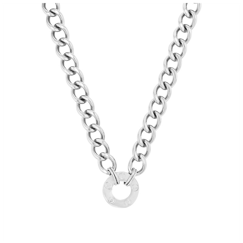 JOOP! Halskette Damen aus Edelstahl, Gliederkette mit rundem Anhänger, 45+5 cm Zubehor, Schmuck, Halskette, Diamant, Edelstein