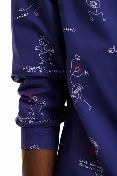 Desigual Herren Hemd - Blau, Bedruckt 22WMCW325158 GR. M