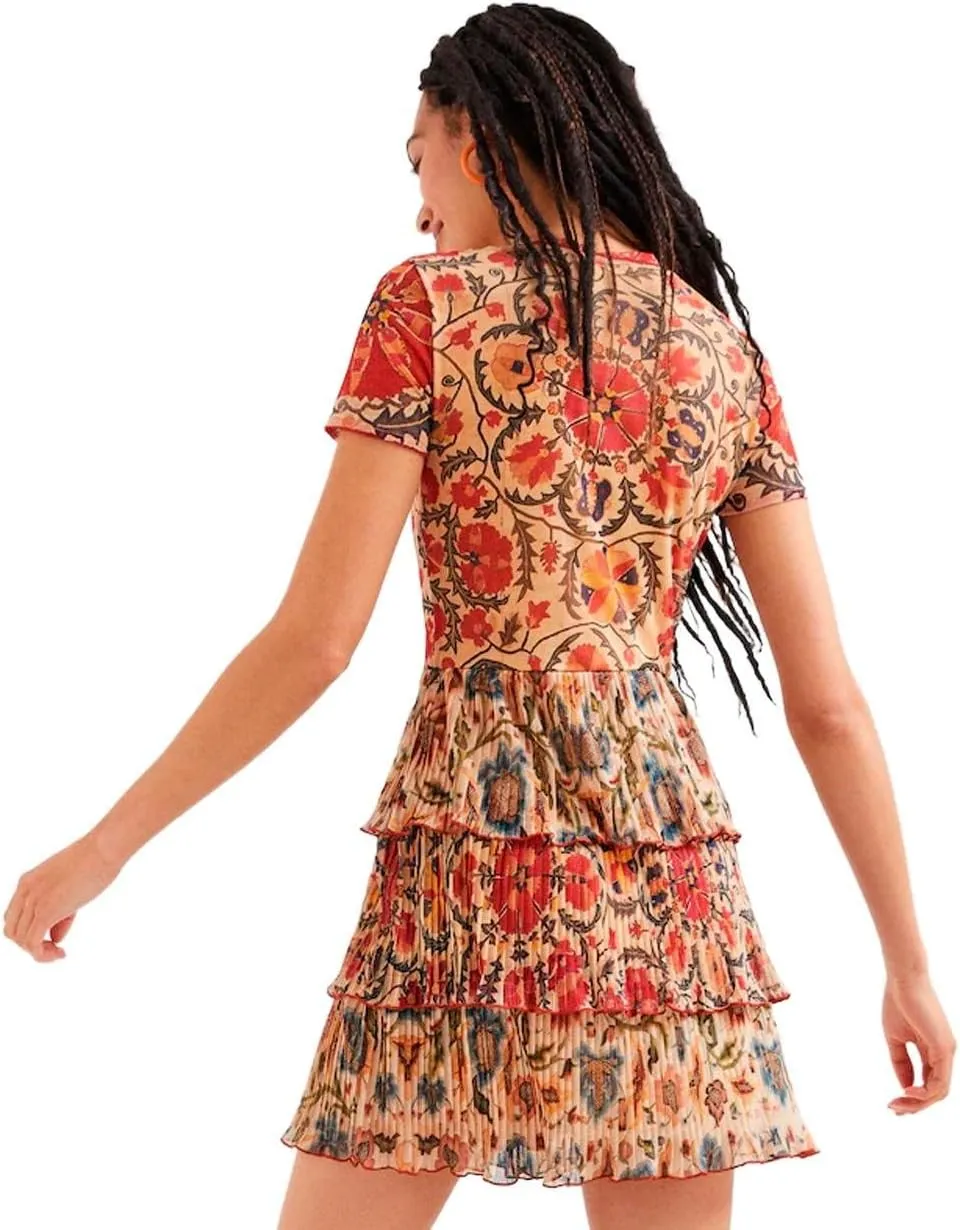 Desigual Damen Kleid - Mehrfarbig mit Blumenmuster 22SWVK51 GR. L