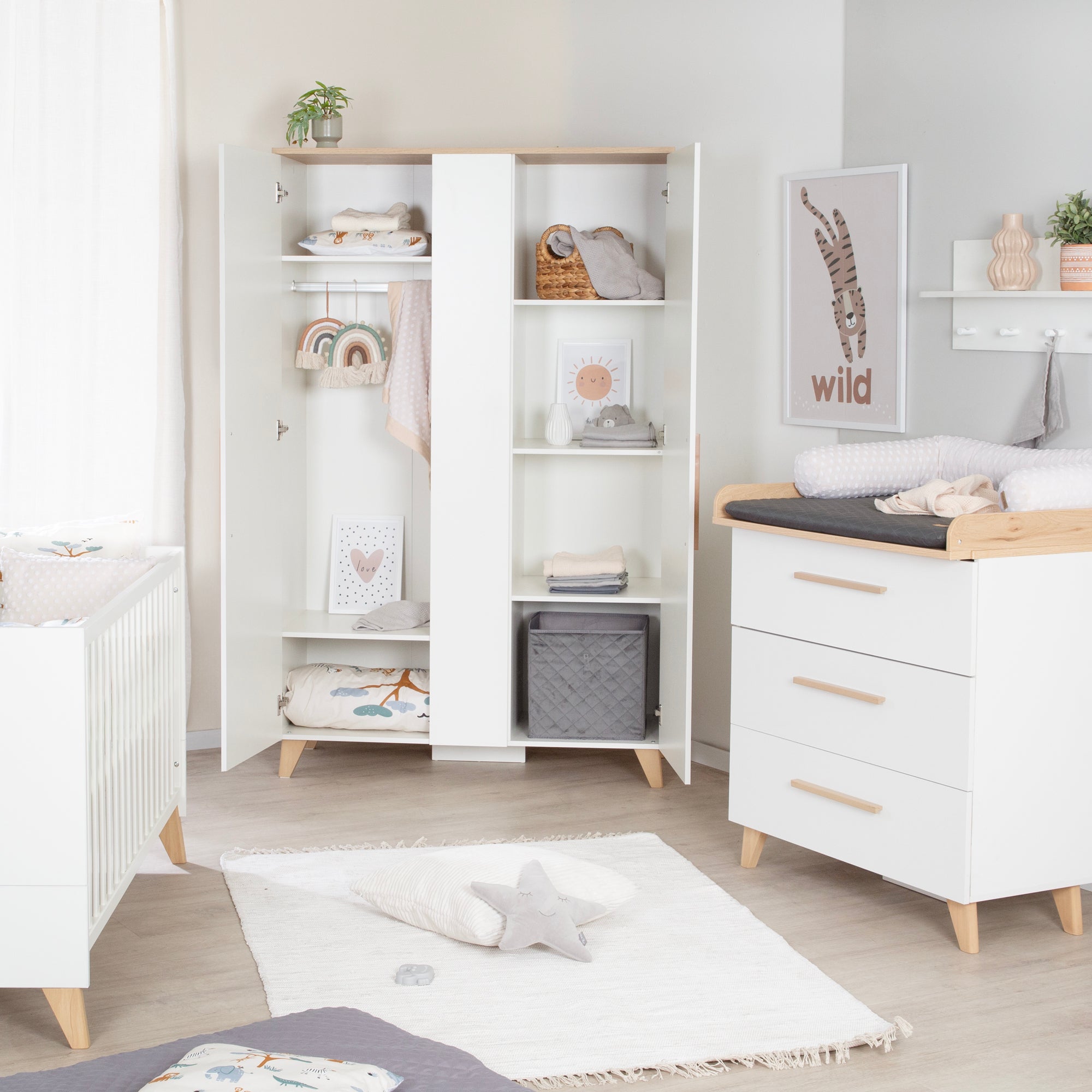 Roba 1622866 Kleiderschrank 2,5 türig Leon weiß – Kleiderschrank 2-türig - Produktbild 5