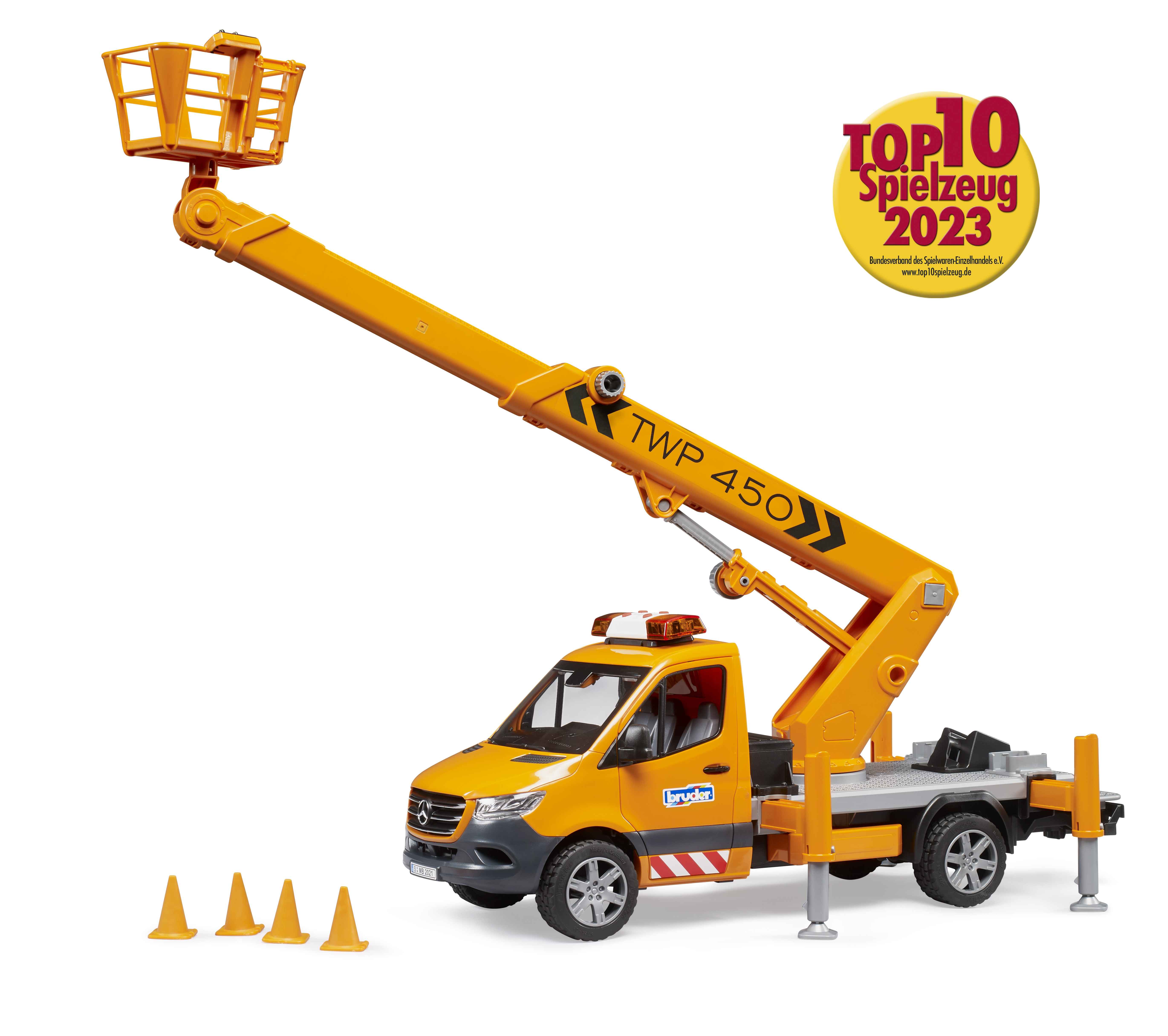 BRUDER 02679 - MB Sprinter Arbeitsbühne mit Light mit Sound Modul