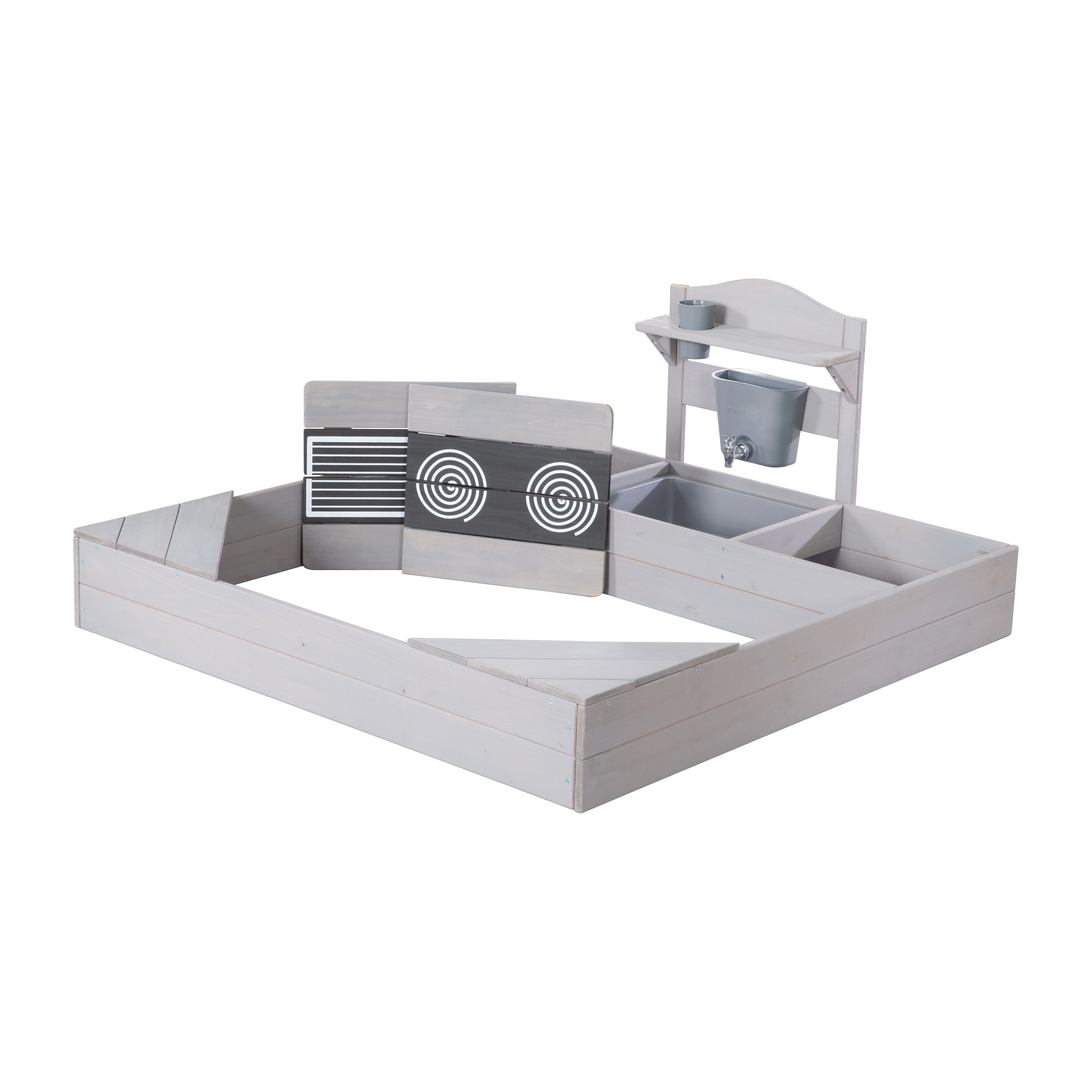 Roba 456061GAZU Sandkasten mit Matschküche + Plane grau – Outdoor + - Produktbild 5