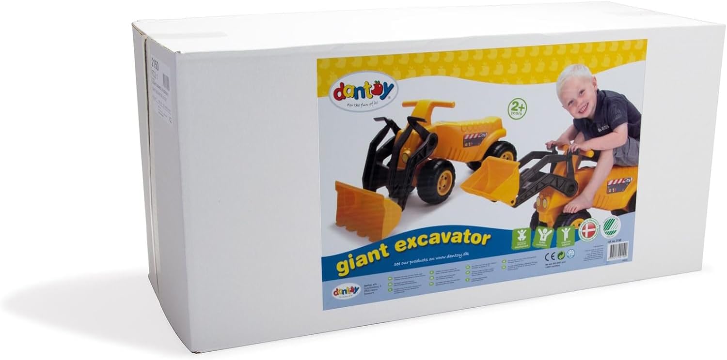 Dantoy 2150 Riesen Greifbagger - Gelber Großbagger für Kinder, L: 79 cm