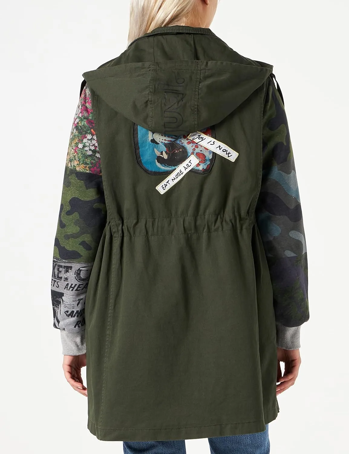 Desigual Damen Parka - Khaki, Camouflage-Ärmel, XL 22WWEWAG4092 GR. XL