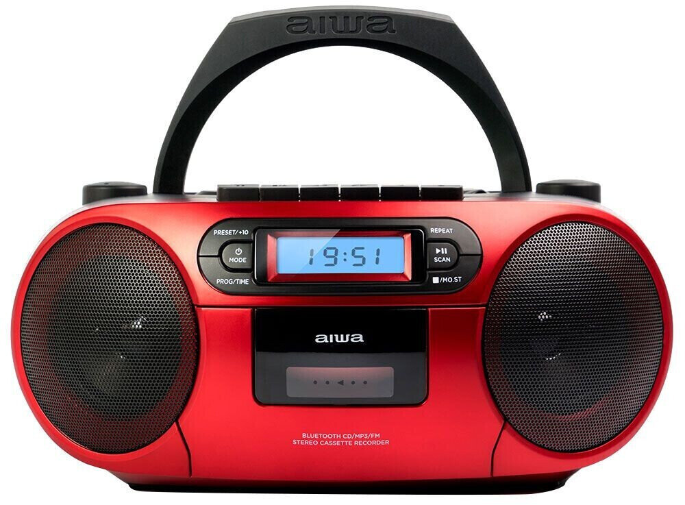 Aiwa_BBTC-550_Boombox_Rot_Tragbarer_CD_Player_mit_Radio,_Kassette,_Bluetooth_und_USB, Elektronik, Stereo, Kamera, Kassettenspieler