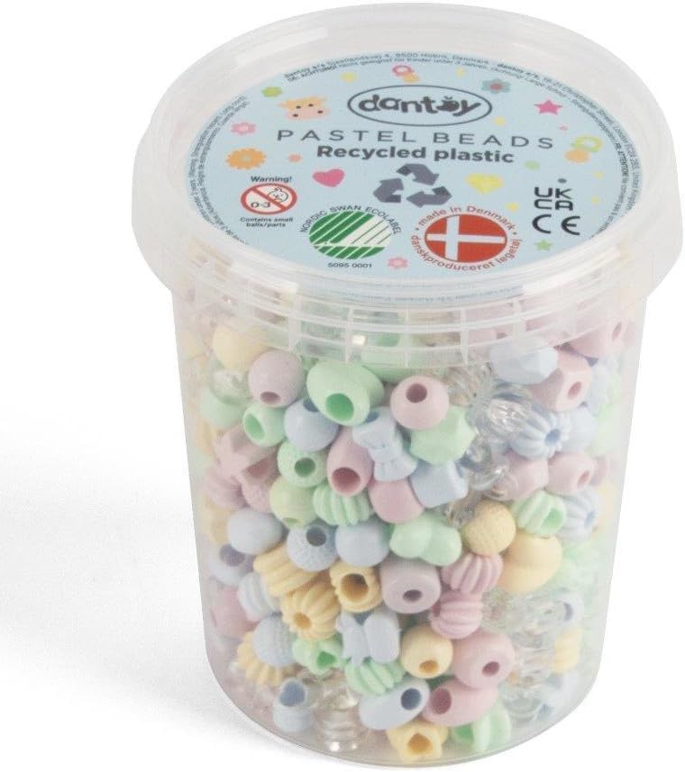 Dantoy 5911 PASTEL Perlen - 520 recycelte Perlen in Pastellfarben im Eimer Dantoy 5911 PASTEL Perlen - 520 recycelte Perlen in Pastellfarben im Eimer