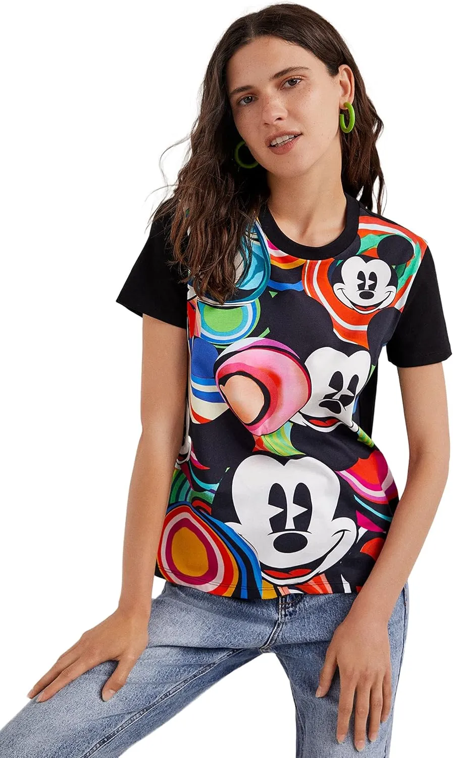 Desigual Damen T-Shirt „Mickey Marbles“ by M. Christian Lacroix - Mehrfarbig 22SWTKAM GR. XL