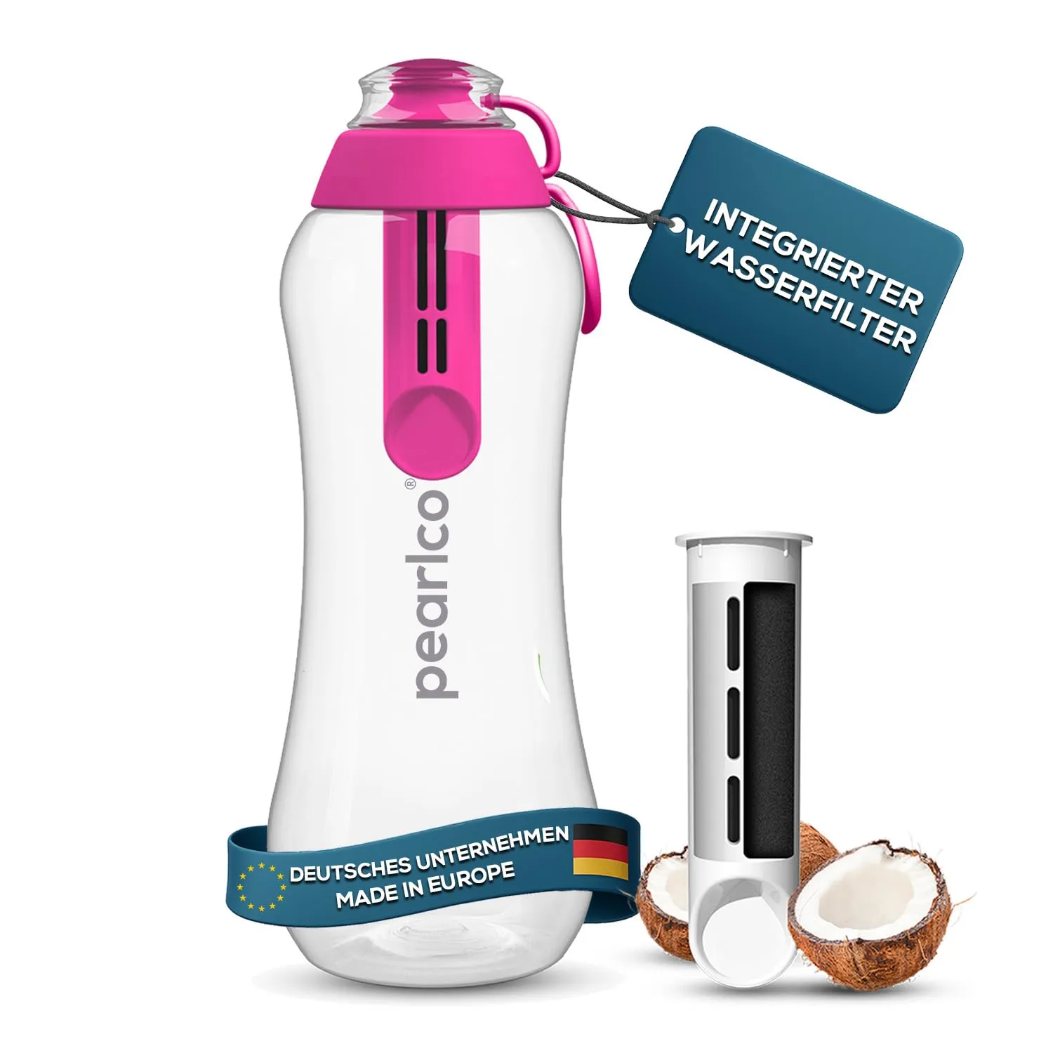 PEARLCO 250166 PearlCo Soft Trinkflasche mit Filter – 0,5 l – Pink