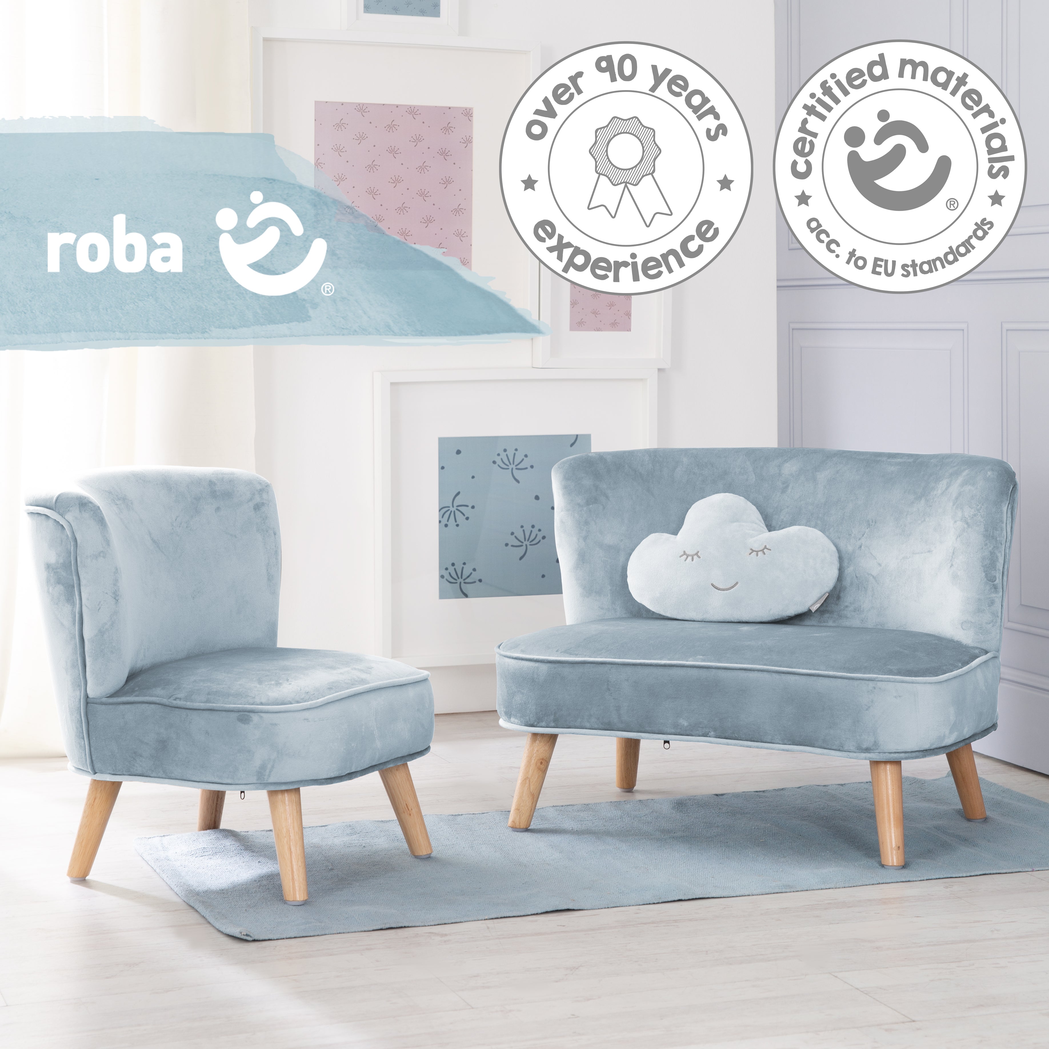 Roba 231S07M3 Lil Sofa Set groß roba Style türkis sky – Spielmöbel - Produktbild 8