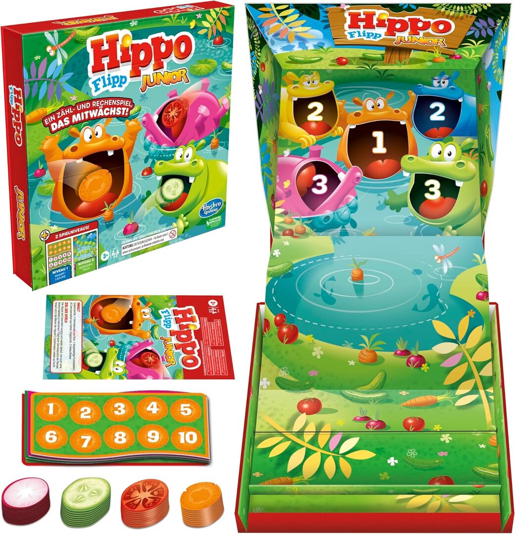 Hippo Flipp Junior Brettspiel für Vorschulkinder Deutsche Fassung Essen, Süßigkeiten