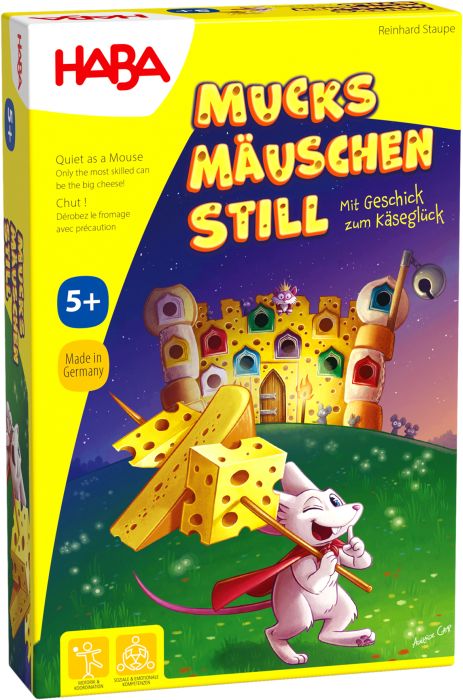 HABA Mucksmäuschenstill, spannendes Geschicklichkeitsspiel mit 3D-Käseschloss, ab 5 Jahren HABA, Mucksmäuschenstill, spannendes, Geschicklichkeitsspiel, mit, 3D-Käseschloss, ab, 5, Jahren