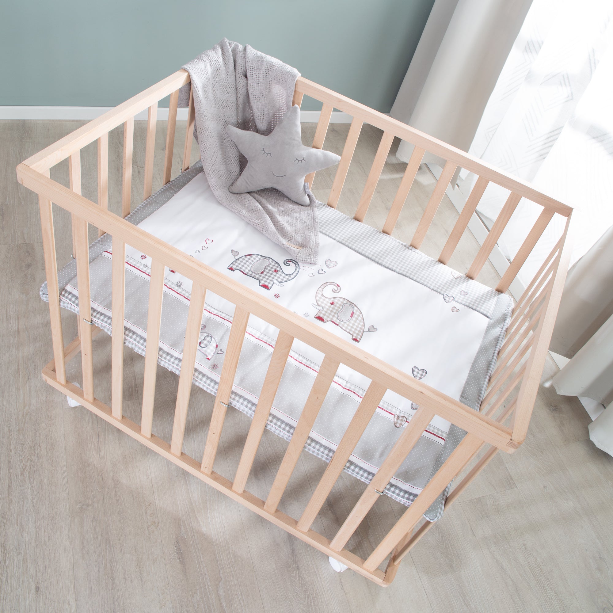 Roba 0241NAS145A Laufgitter 100x75 Jumbo twins grau natur lackiert - Produktbild 4