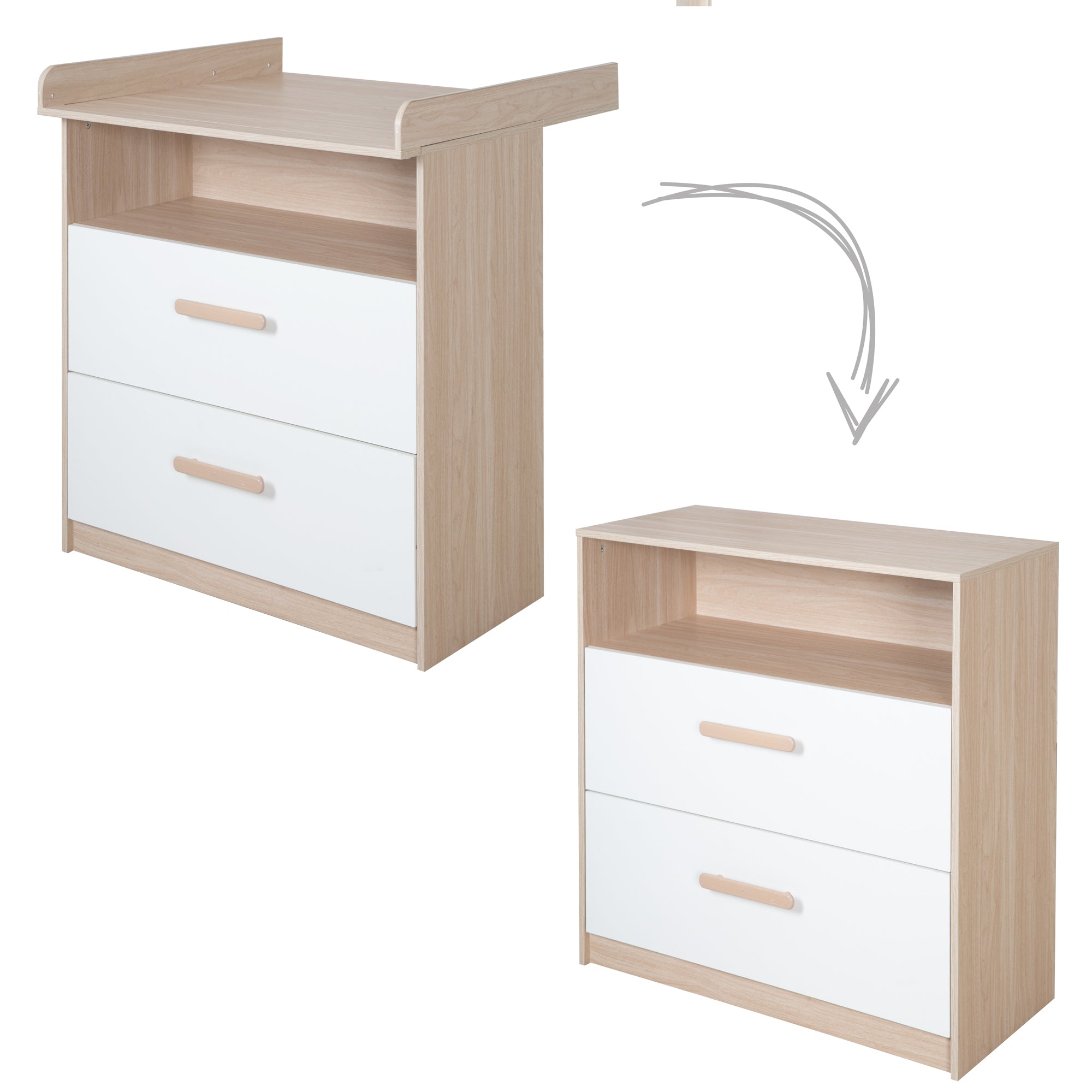 Roba 1711867 Wickelkommode Cabane Weiß und Natur – Wickelkommode schmal - Produktbild 6