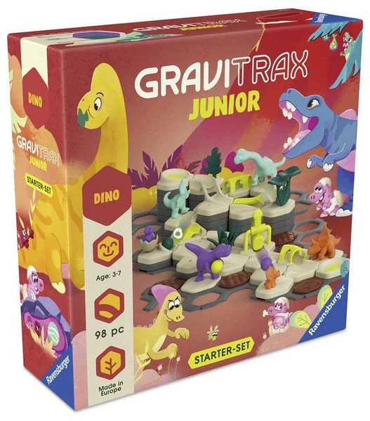 Ravensburger GraviTrax Junior Starter-Set L Dino24586 - Erweiterbare Kugelbahn für Kinder, Murmelbahn aus umweltfreund