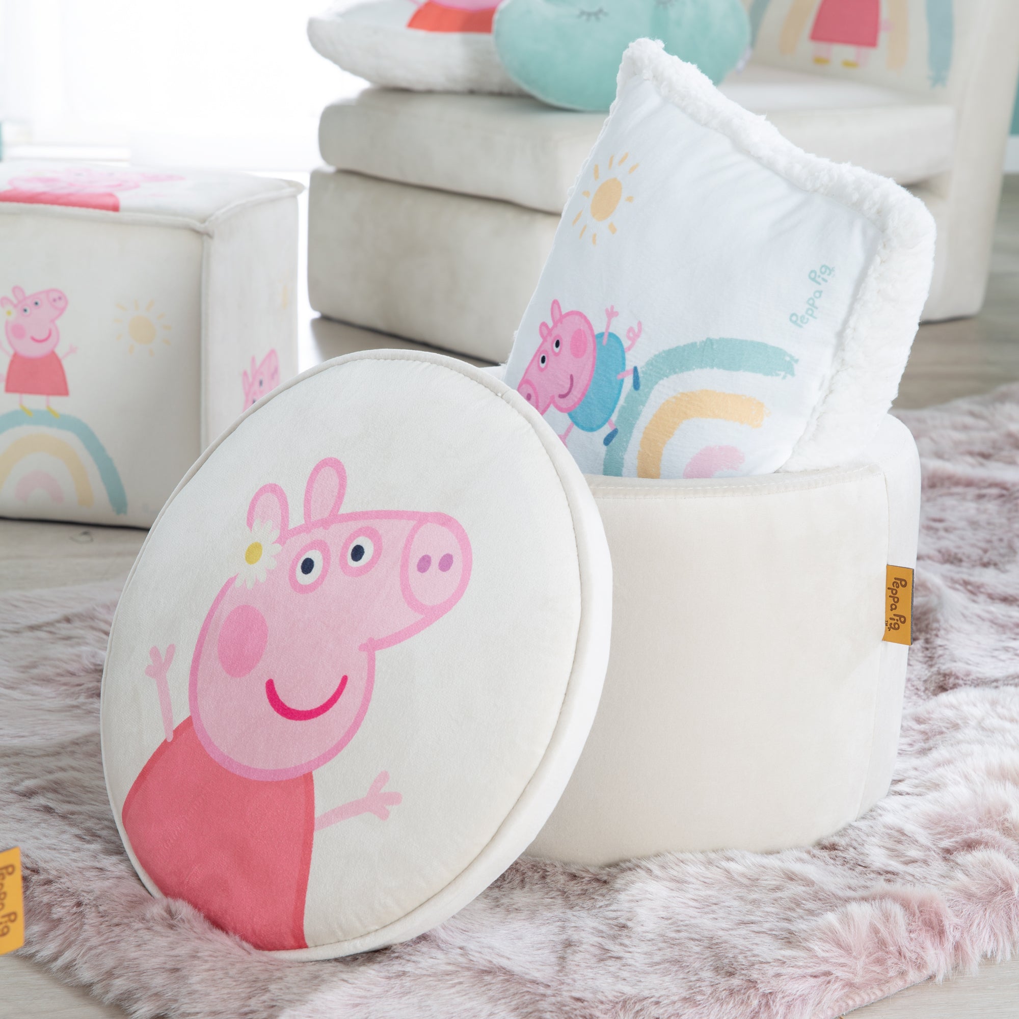 Roba 450142PP1 Kinderhocker rund Peppa Pig beige – Spielmöbel - Produktbild 2