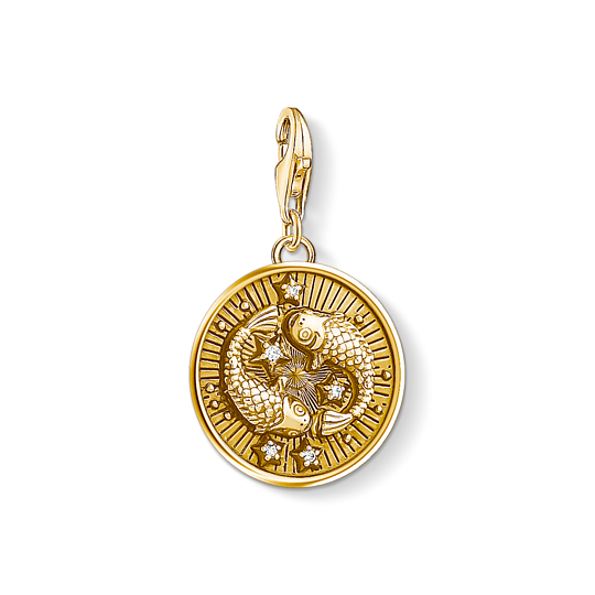 Thomas, Sabo, Anhänger, Charm-Club, Sternzeichen, Fische, 925, Sterling, Silber, Vergoldet, Gelbgold, Zirkonia, 1651-414-39, Zubehor, Gold, Anhänger