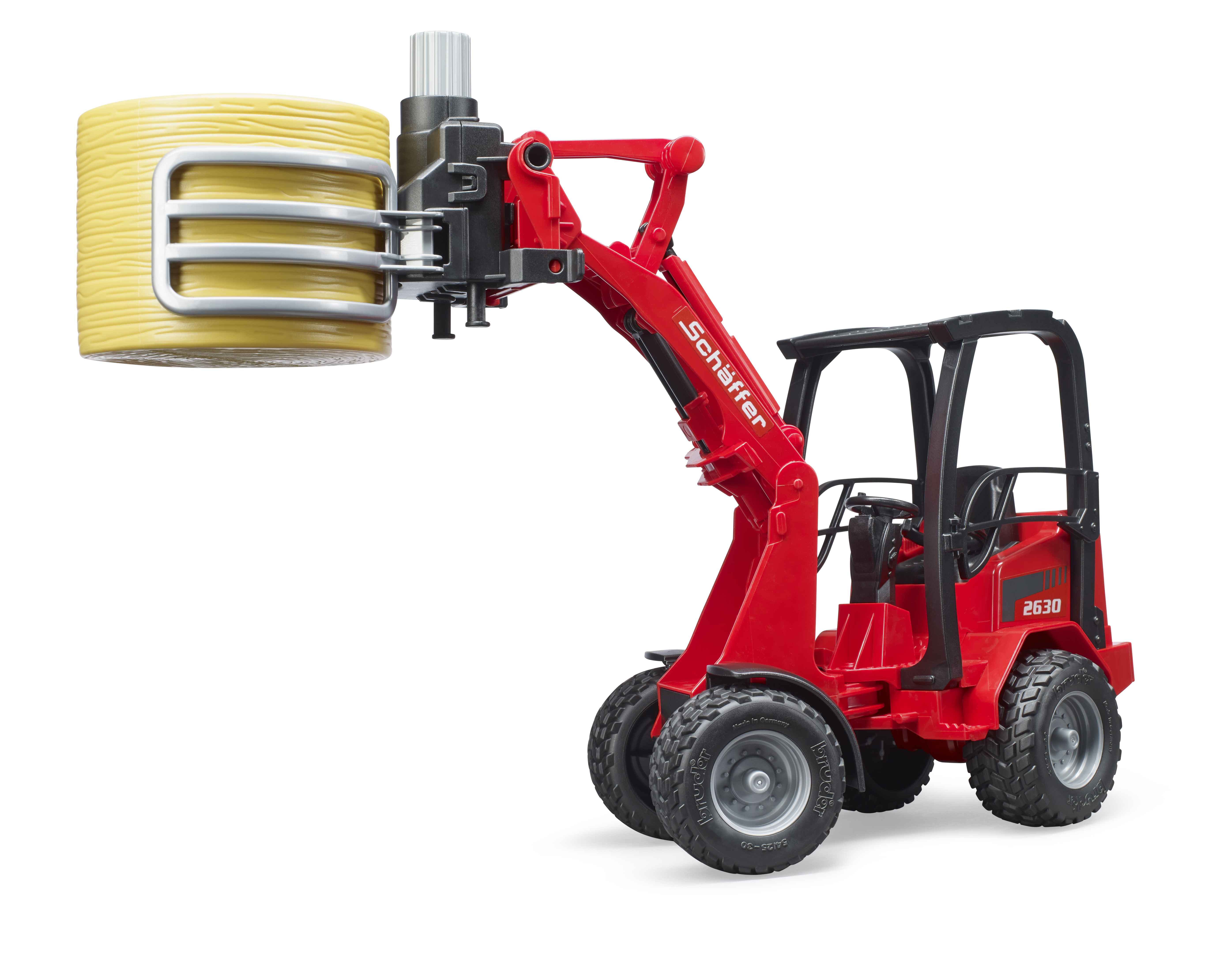BRUDER 02192 - Schäffer Hoflader 2630 mit Ballengreifzange mit 1 Rundballen - Bild 3