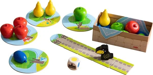 HABA Meine ersten Spiele: Erster Obstgarten - Kooperatives Würfelspiel mit Holzfiguren